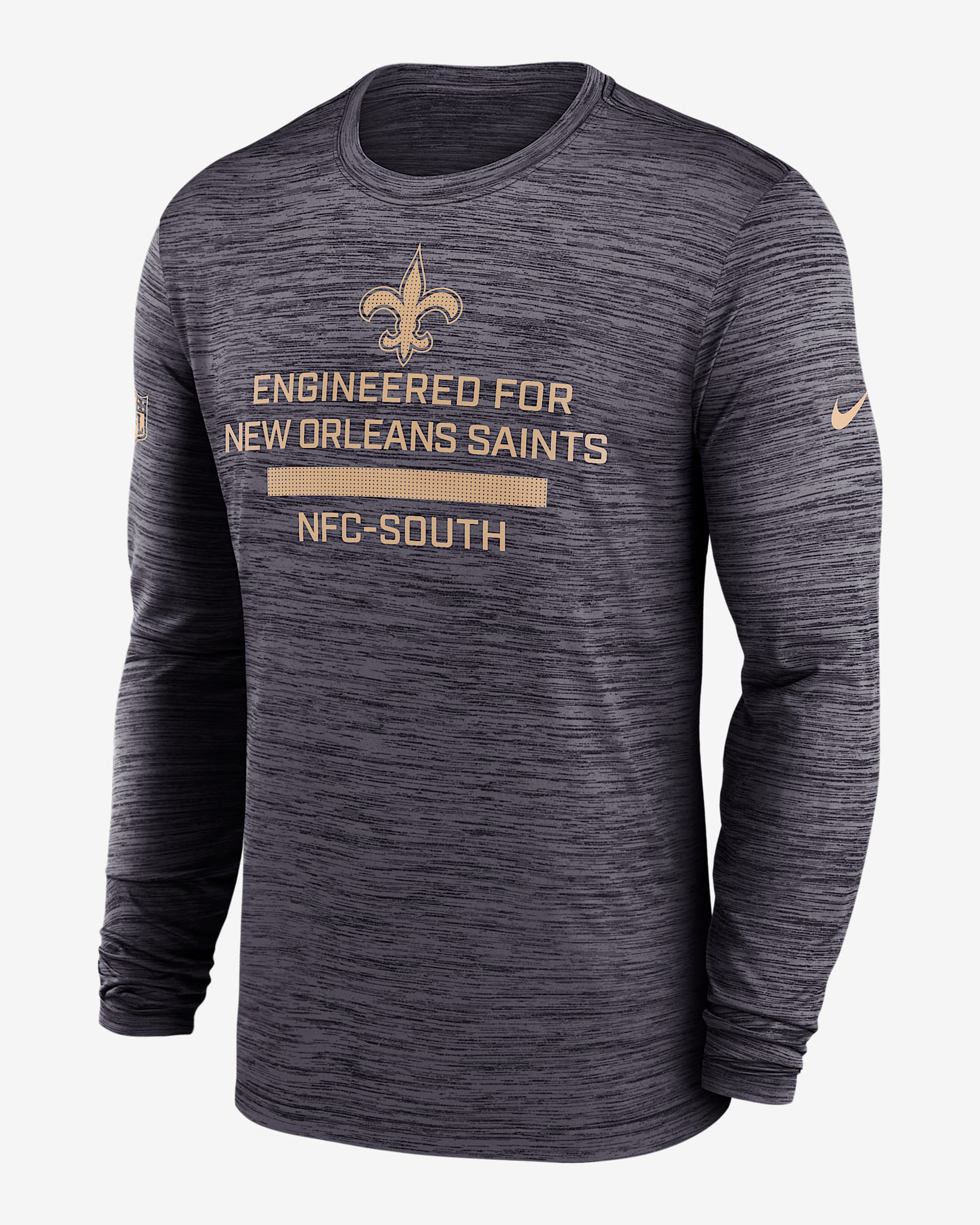 New Orleans Saints Sideline Team Issue Velocity Men's Nike Dri-FIT NFL Long-Sleeve T-Shirt - Black