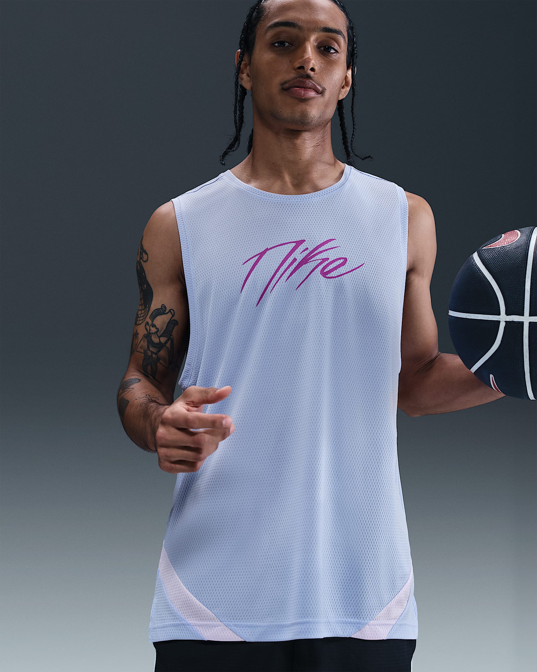 Nike Icon Dri-FIT Erkek Basketbol Forması - Aluminum/Barely Grape/Vivid Purple