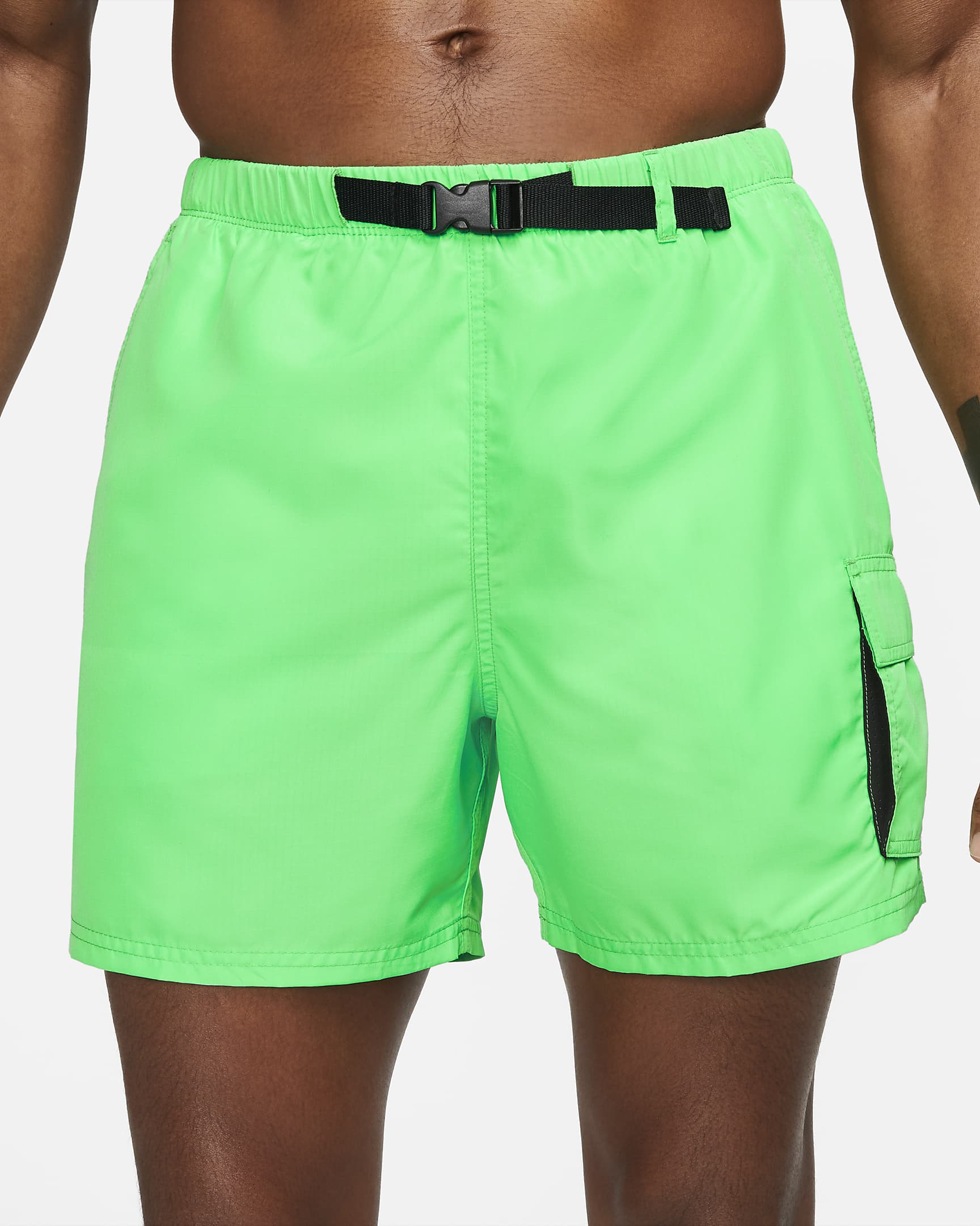 Nike Men's 5" Belted Packable Swim Trunks - Electric Algae