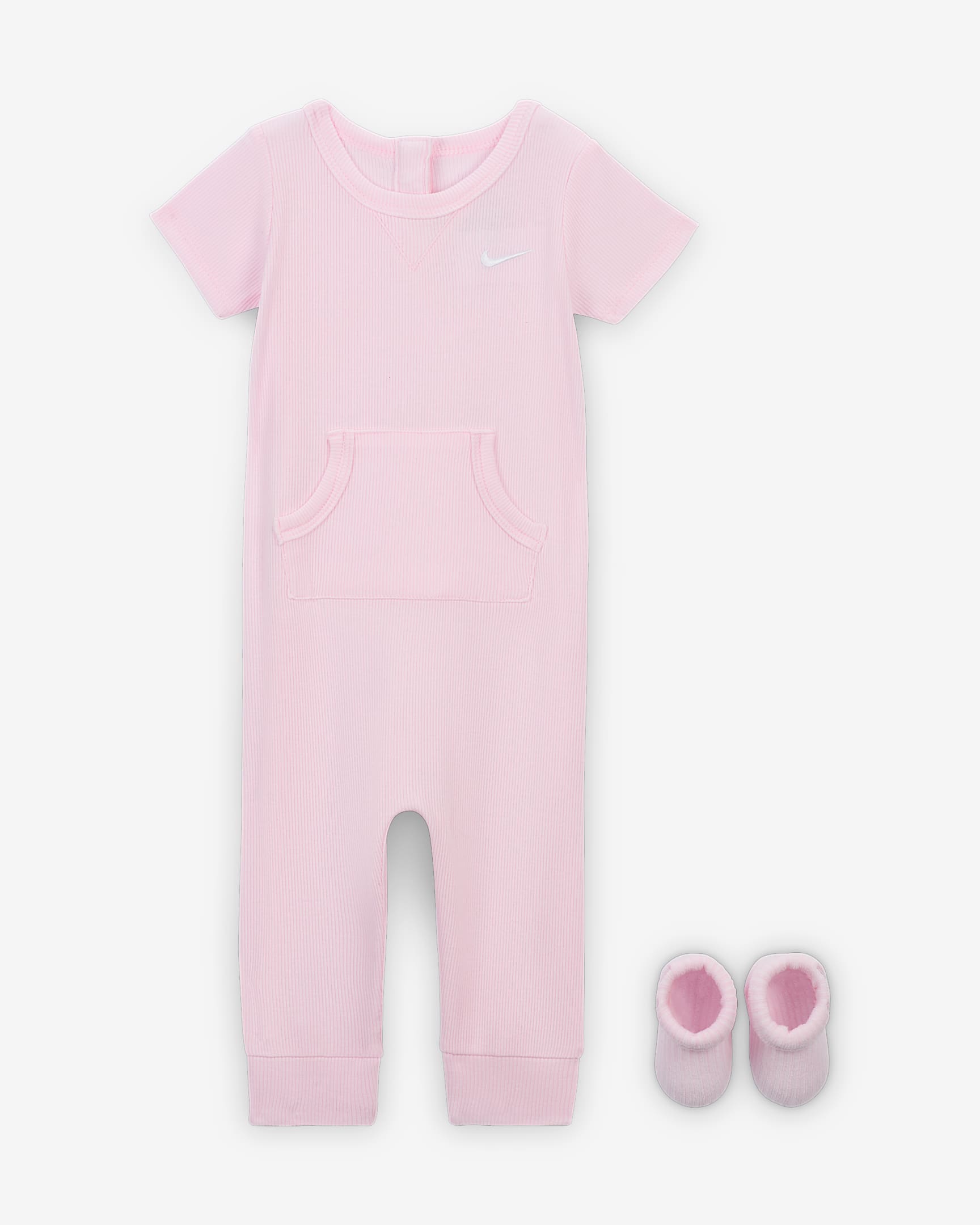 Nike Baby Rib Knit Romper and Socks Set - Pink Foam