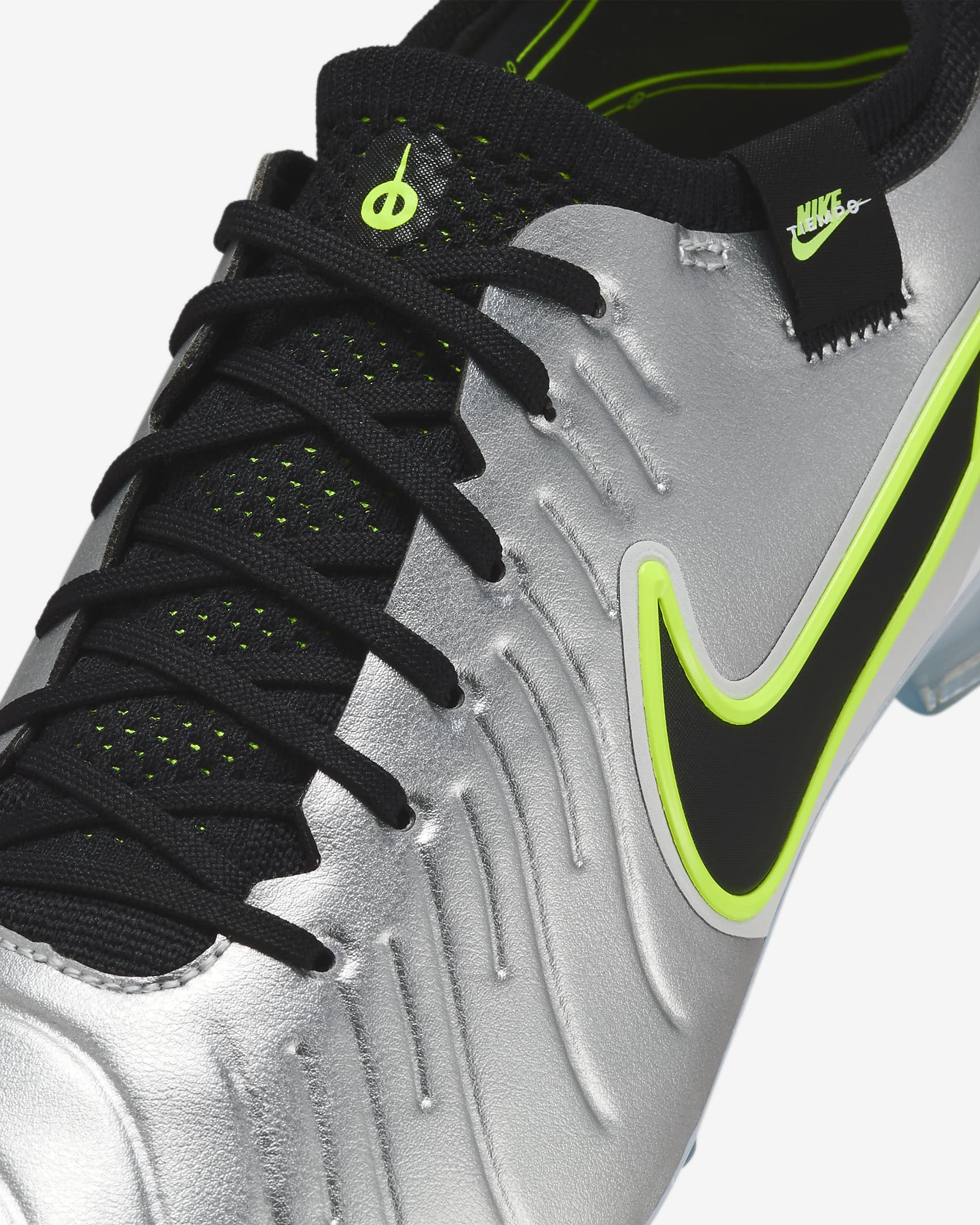 Nike Tiempo Legend 10 Elite Soft-Ground Low-Top Football Boot - Metallic Silver/Volt/Black