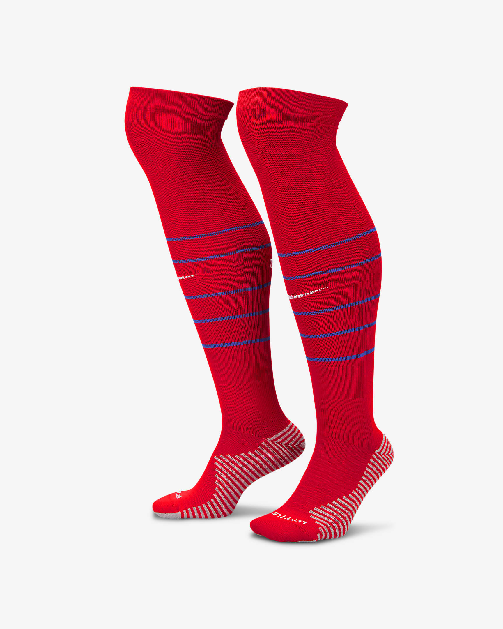 FFF Strike Home kniehohe Fußballsocken mit Nike Dri-FIT-Technologie - University Red/Bright Blue/Weiß