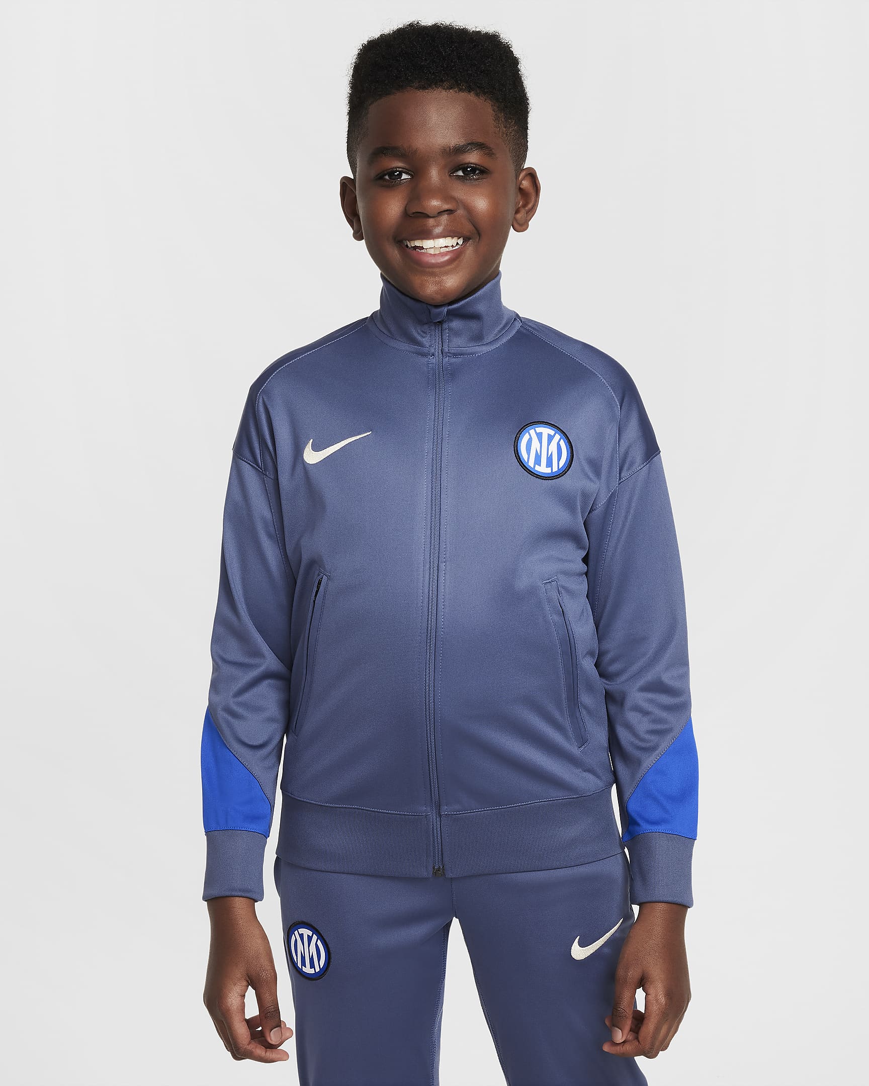 Inter Milan Strike Older Kids' Nike Dri-FIT Football Knit Tracksuit - Diffused Blue/Lyon Blue/Sand Drift