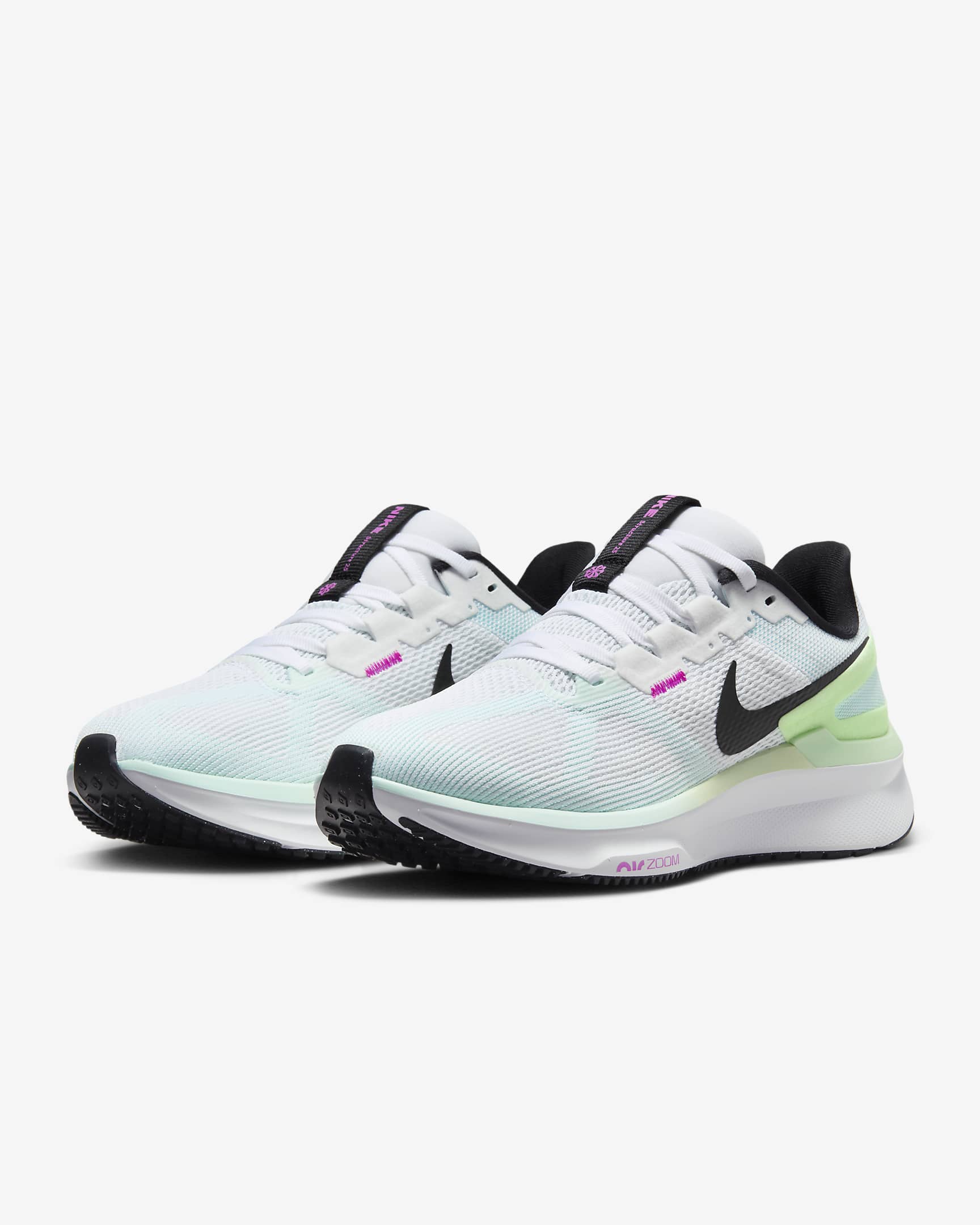 Nike Structure 25 Women's Road Running Shoes - White/Glacier Blue/Vapor Green/Black