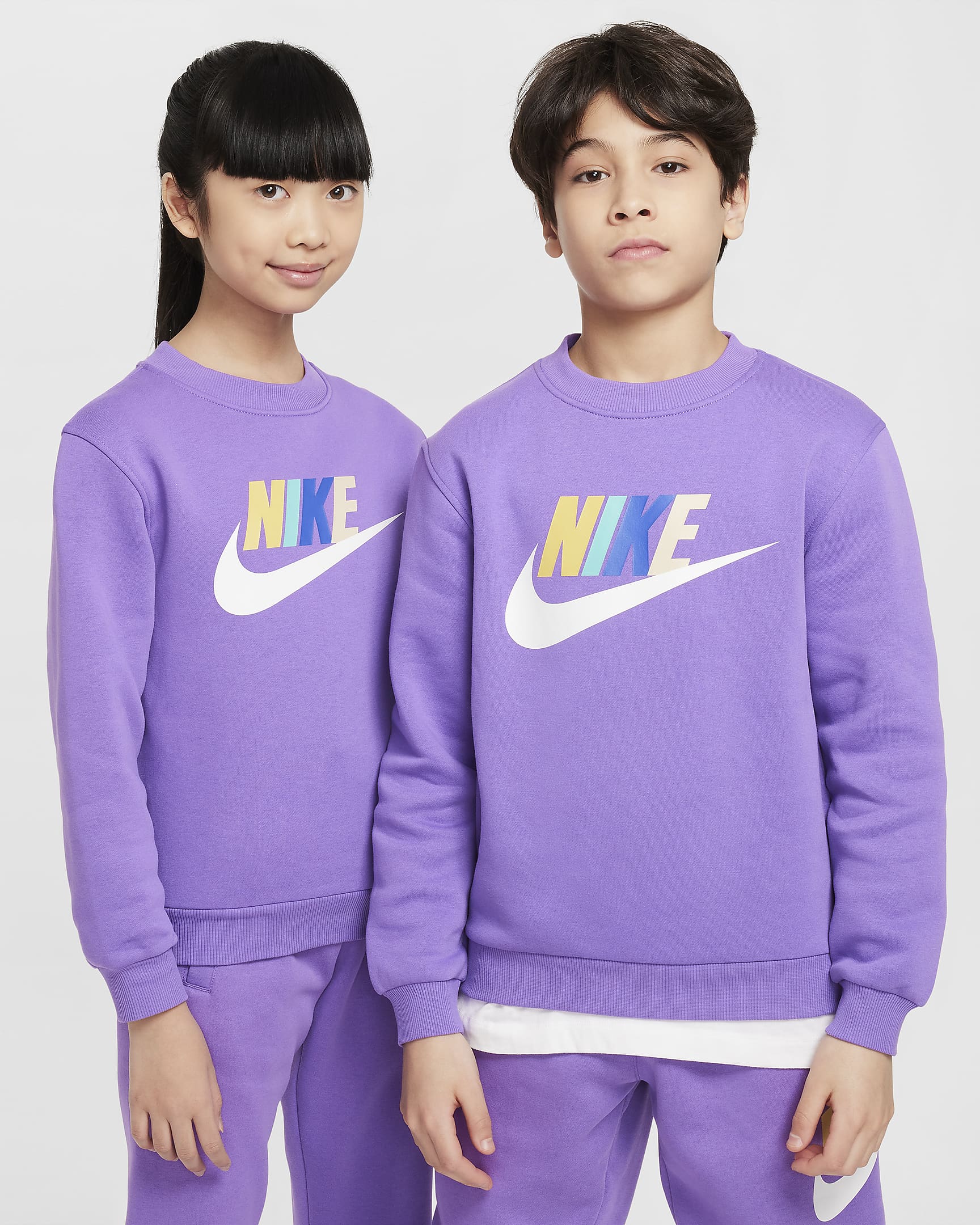 Nike Sportswear Club Fleece Big Kids' Sweatshirt - Black Raspberry/White