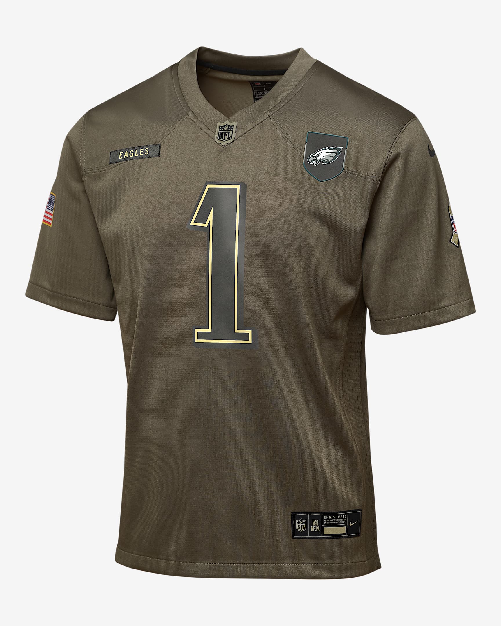 Jalen Hurts Philadelphia Eagles Salute to Service Big Kids’ Nike NFL Game Jersey - Olive