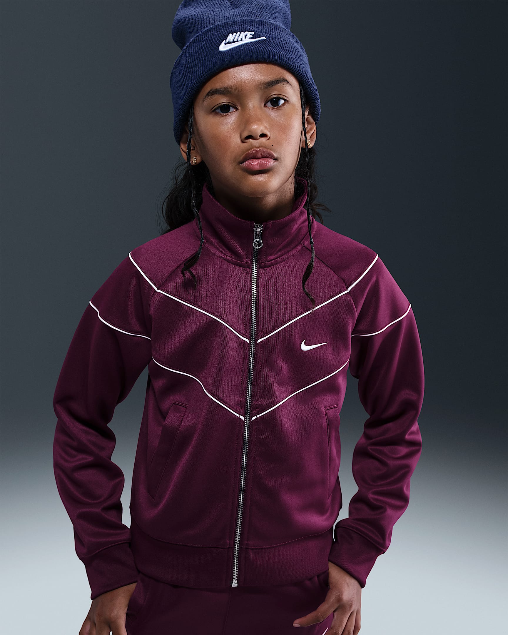 Track jacket in maglia Nike Sportswear – Ragazza - Bordeaux/Sail/Sail
