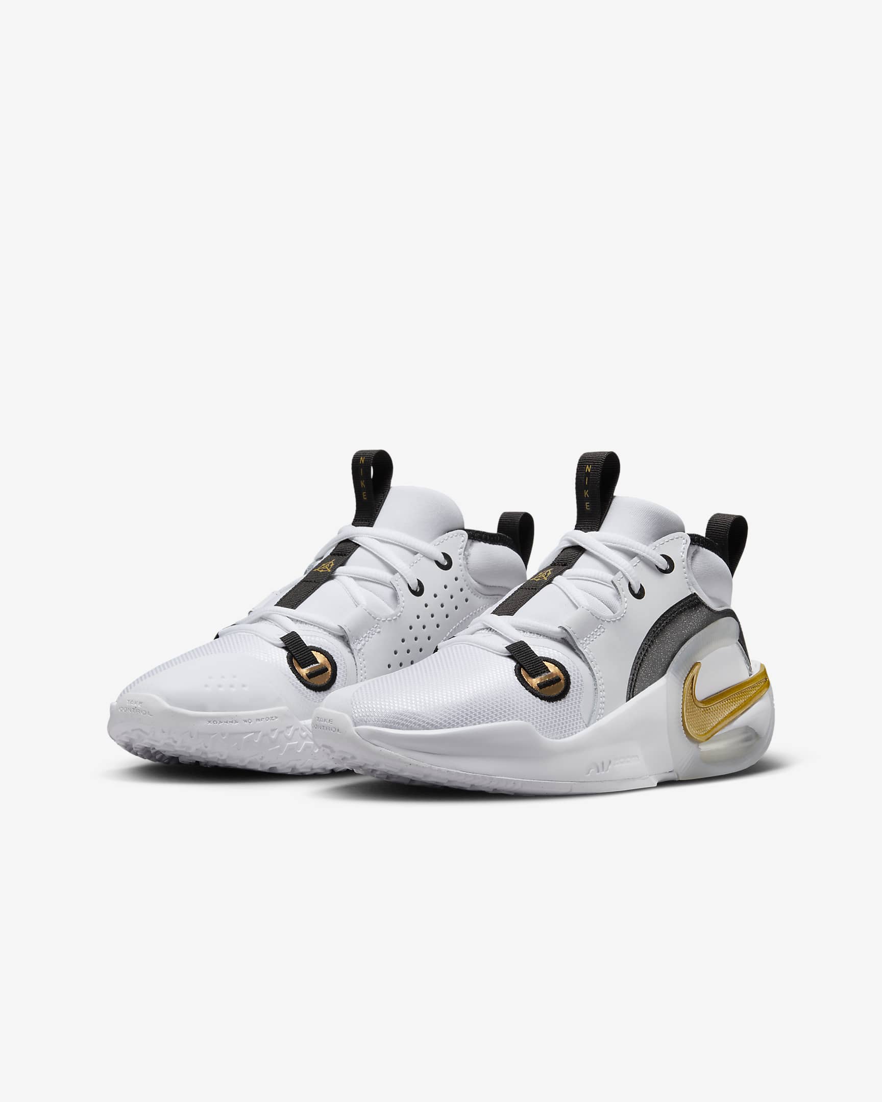 Nike Air Zoom Crossover 2 Older Kids' Basketball Shoes - White/Black/Tint/Metallic Gold