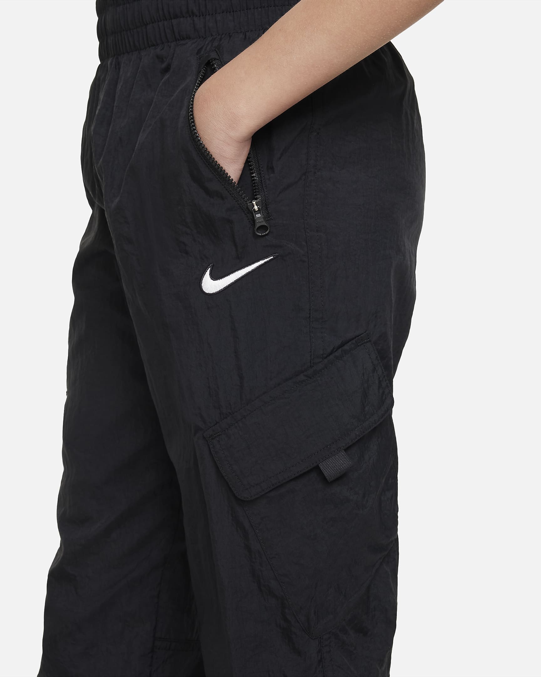 Pantaloni cargo in tessuto a vita alta Nike Sportswear – Ragazza - Nero