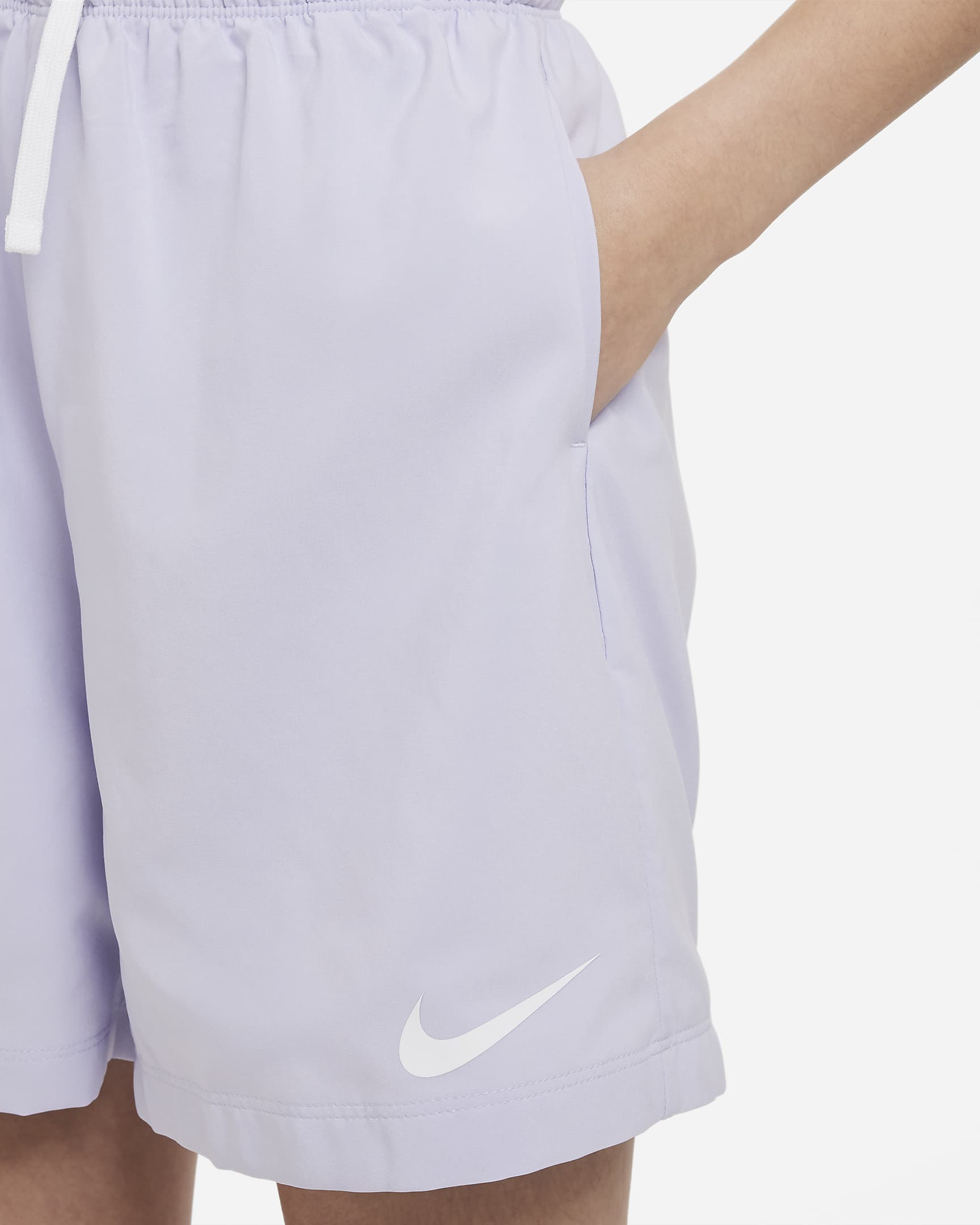 Nike Sportswear Trend Older Kids' (Girls') High-waisted Woven Shorts - Oxygen Purple/White/White