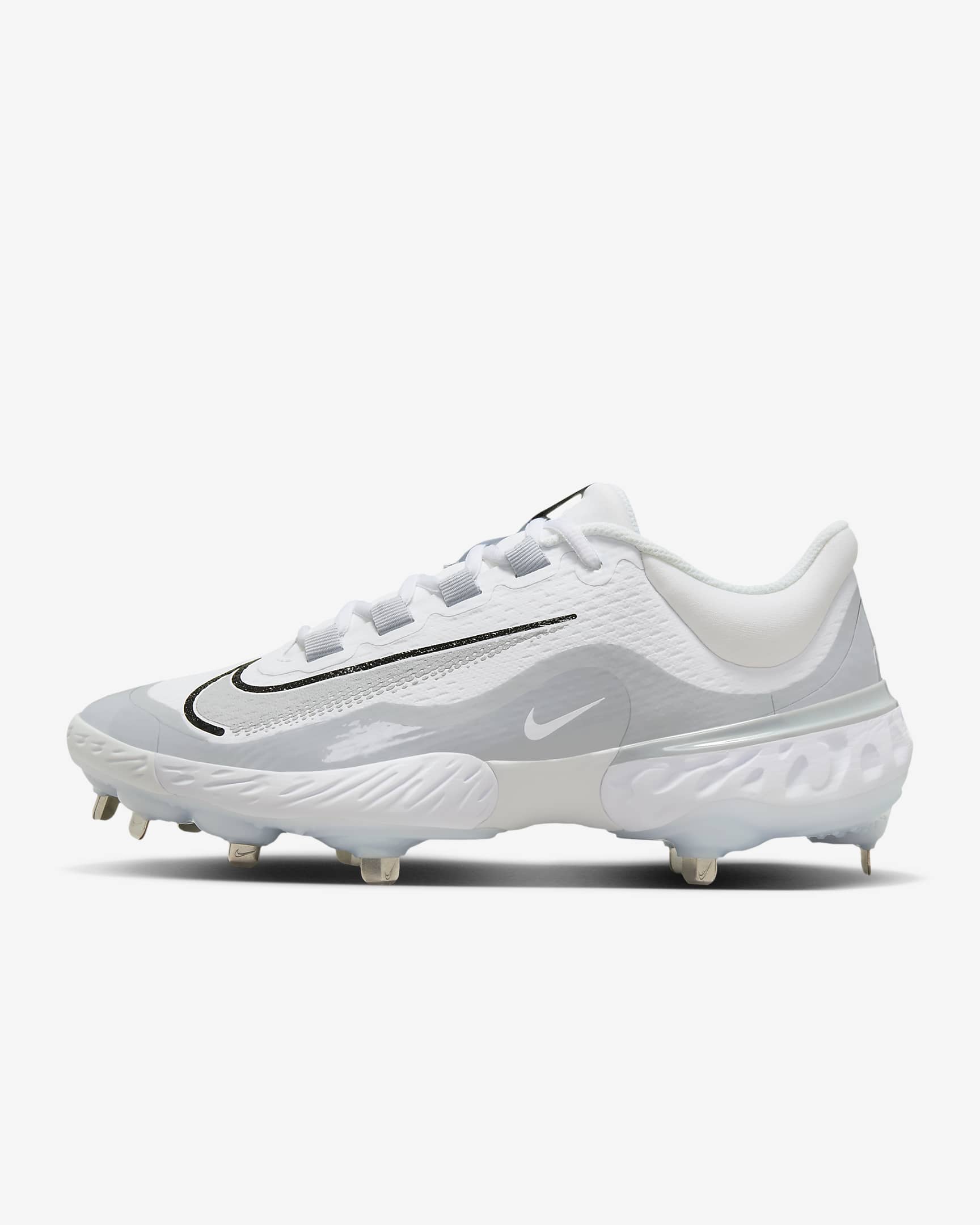 Nike Alpha Huarache Elite 4 Low Men's Baseball Cleats - White/Pure Platinum/Blue Tint/Wolf Grey