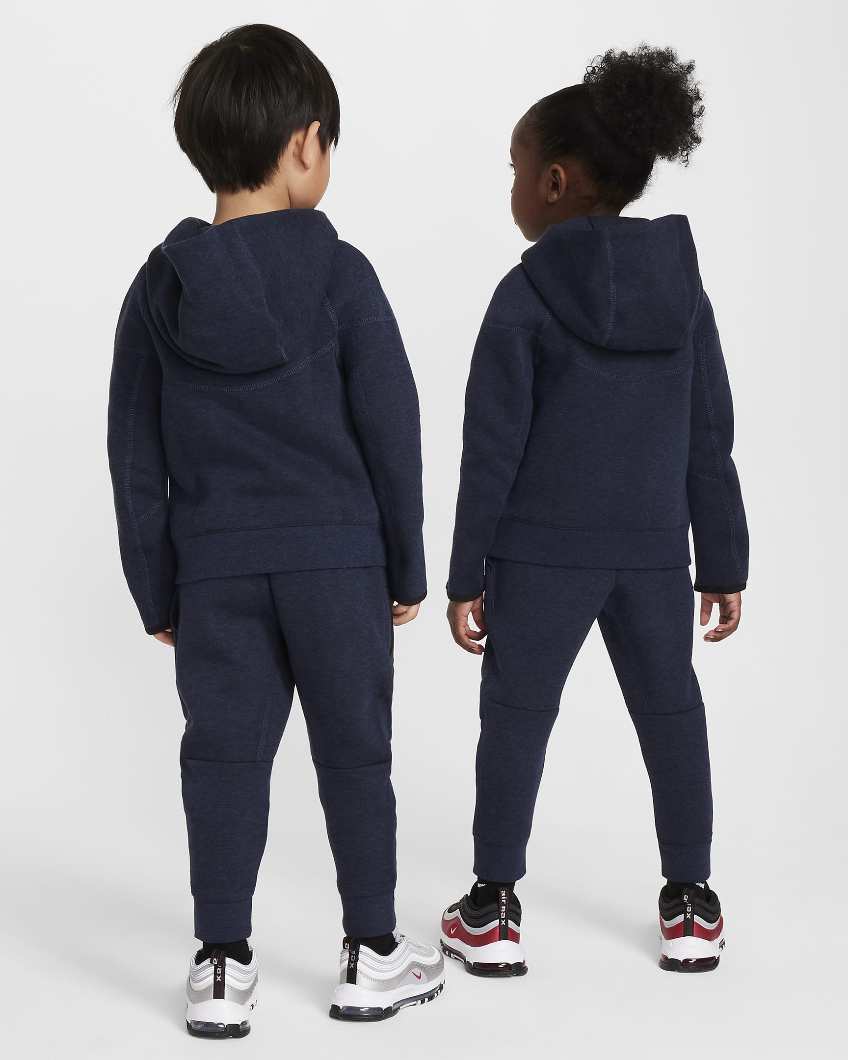 Nike Sportswear Tech Fleece Full-Zip Set Little Kids 2-Piece Hoodie Set - Obsidian Heather