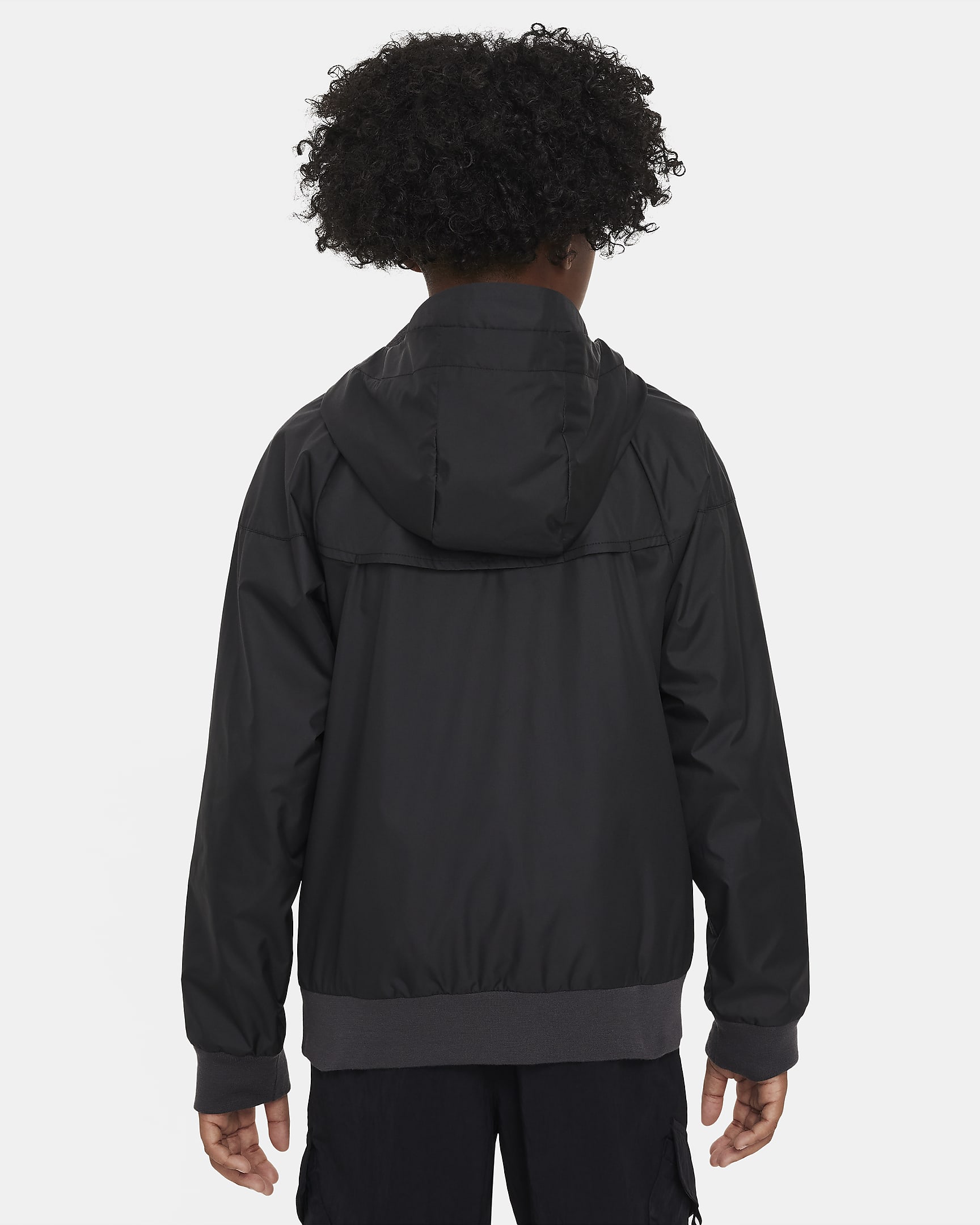 Kurtka z kapturem dla dużych dzieci Nike Sportswear Windrunner - Czerń/Czerń/Czerń/Biel