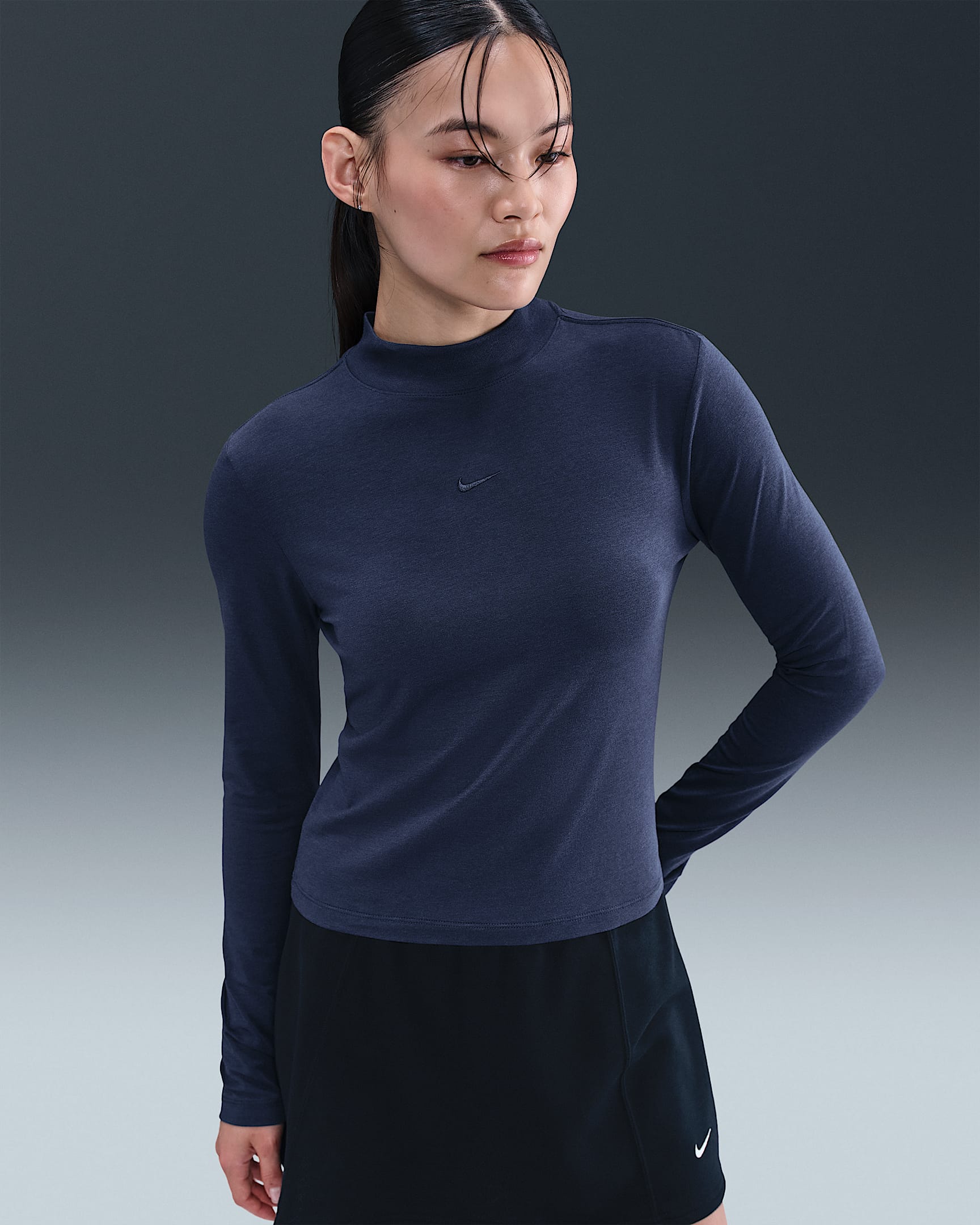 Nike Sportswear Chill Knit Women's Slim Long-Sleeve Mock-Neck T-Shirt - Midnight Navy