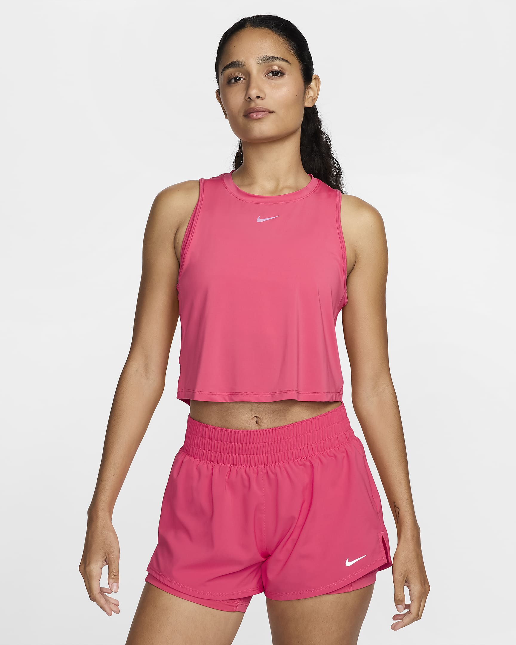 Camiseta de tirantes Dri-FIT cropped para mujer Nike One Classic - Rosa margarita/Negro