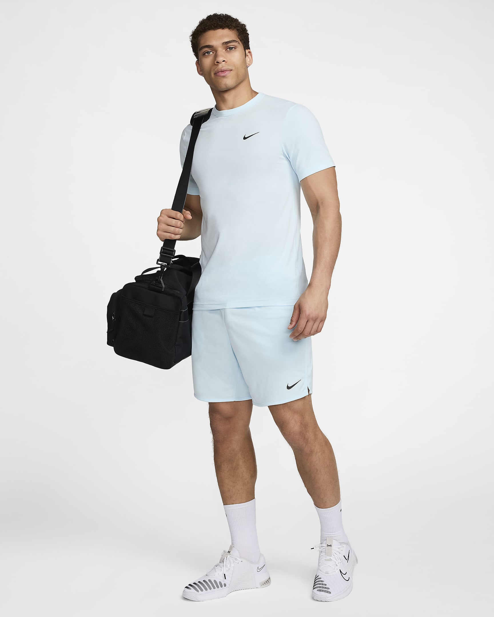 Haut à manches courtes anti-UV Dri-FIT Nike Hyverse pour homme - Glacier Blue/Noir