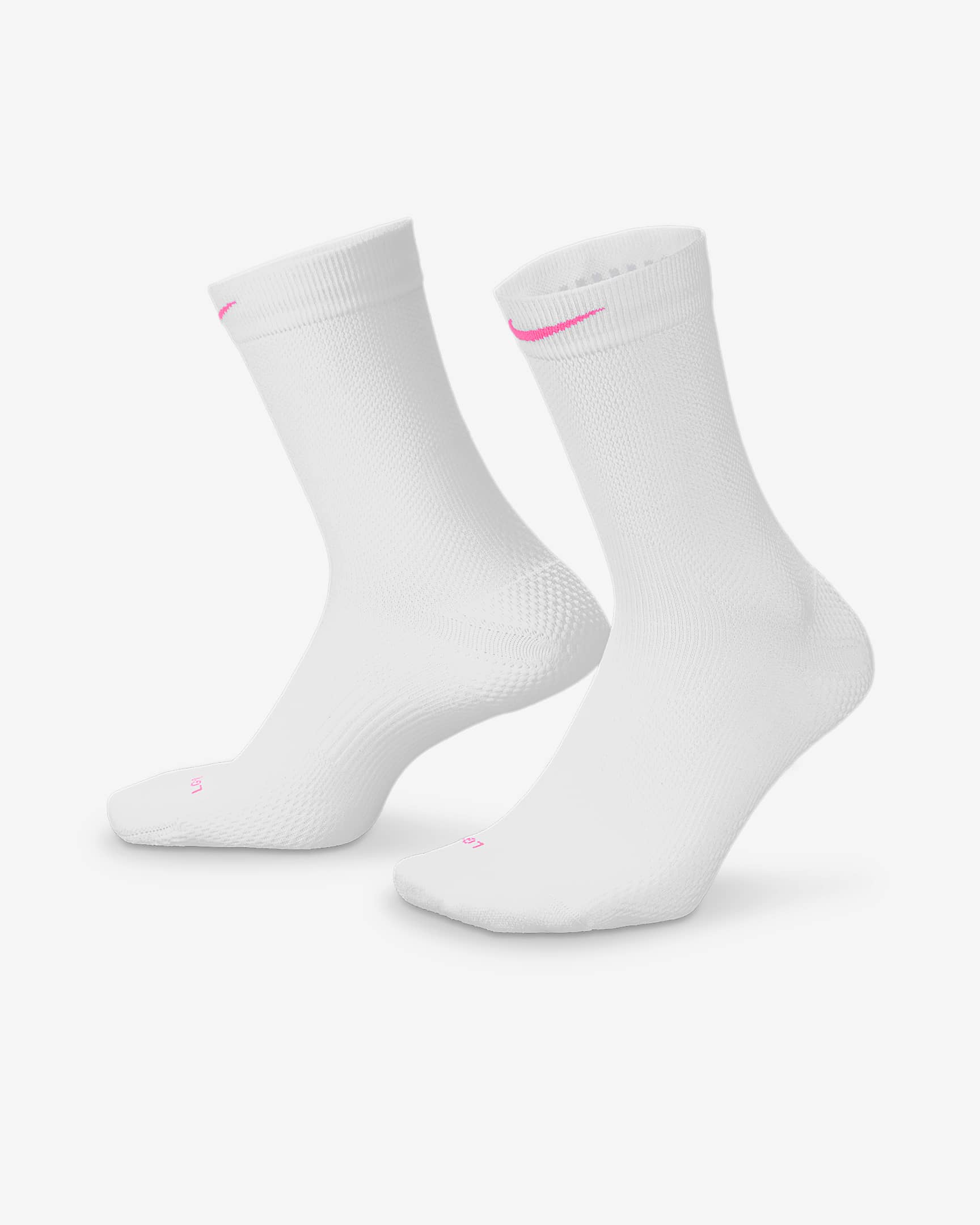 Nike Running Lightweight Crew Socks (1 Pair) - White/Black/Pure Platinum/Hyper Pink