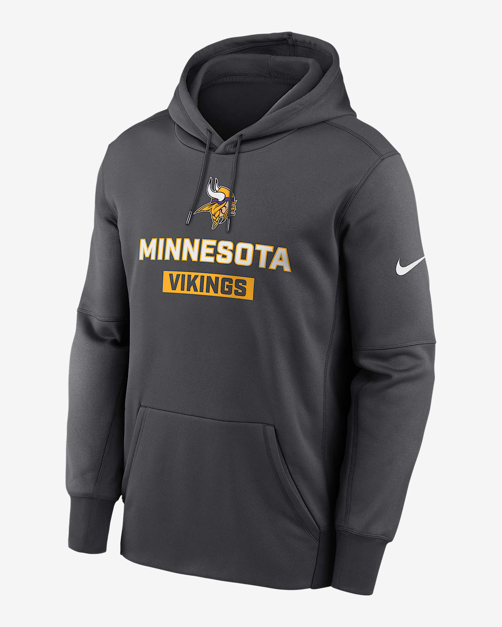 Minnesota Vikings Toss Sweep Men’s Nike Therma NFL Pullover Hoodie - Anthracite