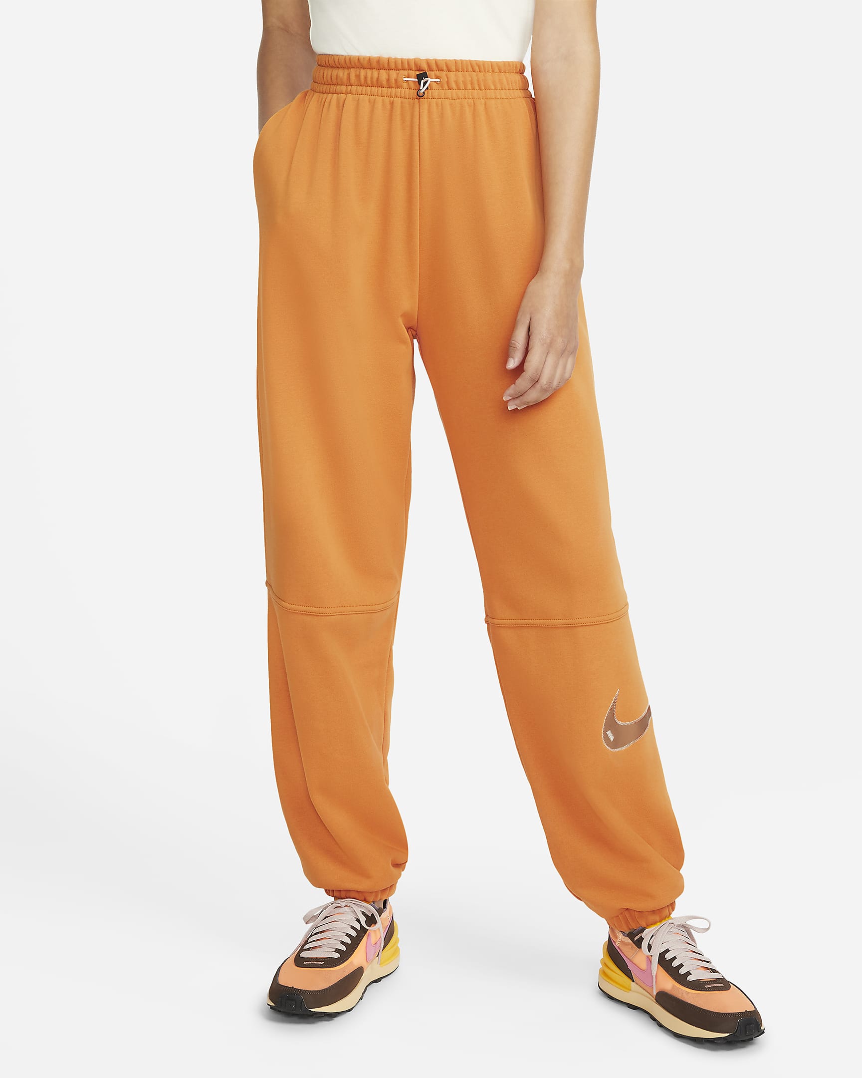 Joggers de tiro alto Nike Sportswear Swoosh - Curry claro/Blanco perla/Ocre desierto/Ocre desierto