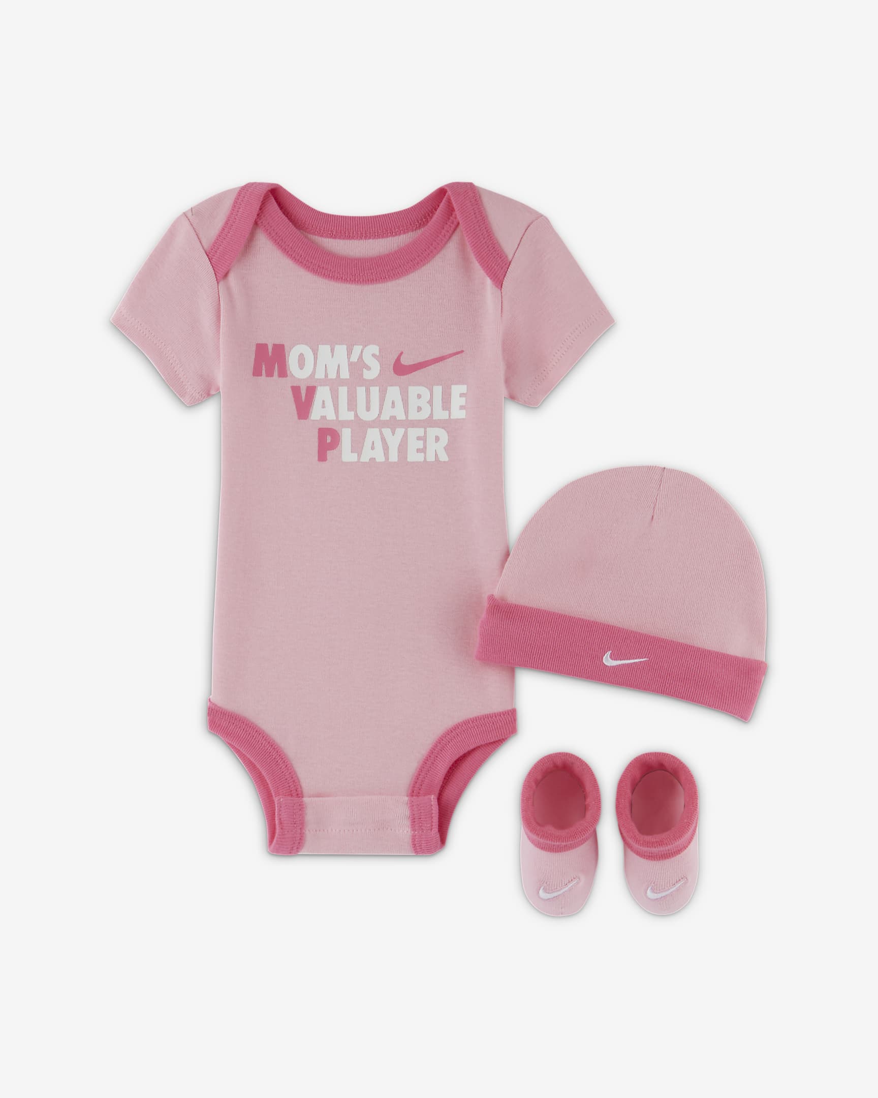 Nike Baby (012M) Bodysuit, Hat and Booties Set.