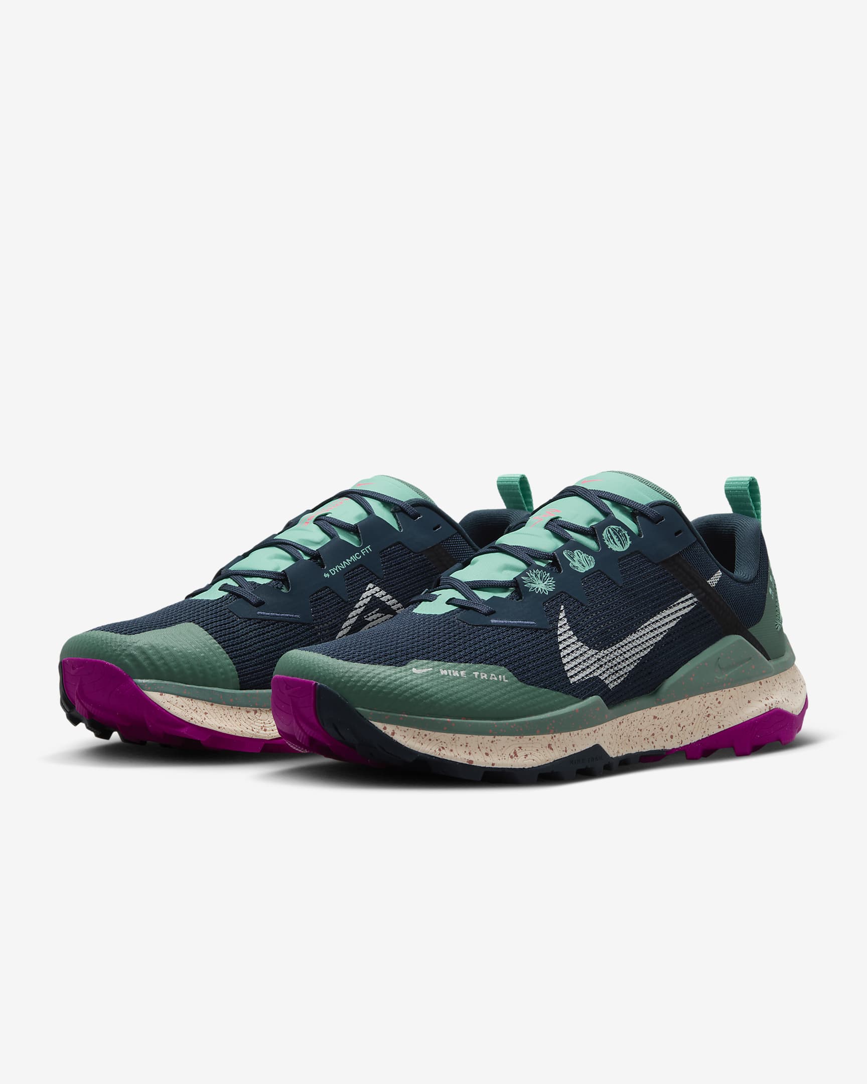 Sapatilhas de running para trilhos Nike Wildhorse 8 para homem - Armory Navy/Bicoastal/Verde Frost/Pale Ivory