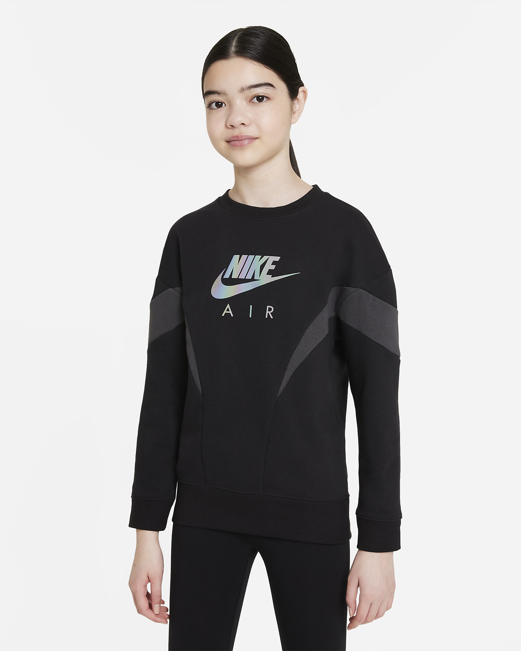 Sudadera de French Terry para niña talla grande Nike Air - Negro/Gris humo oscuro
