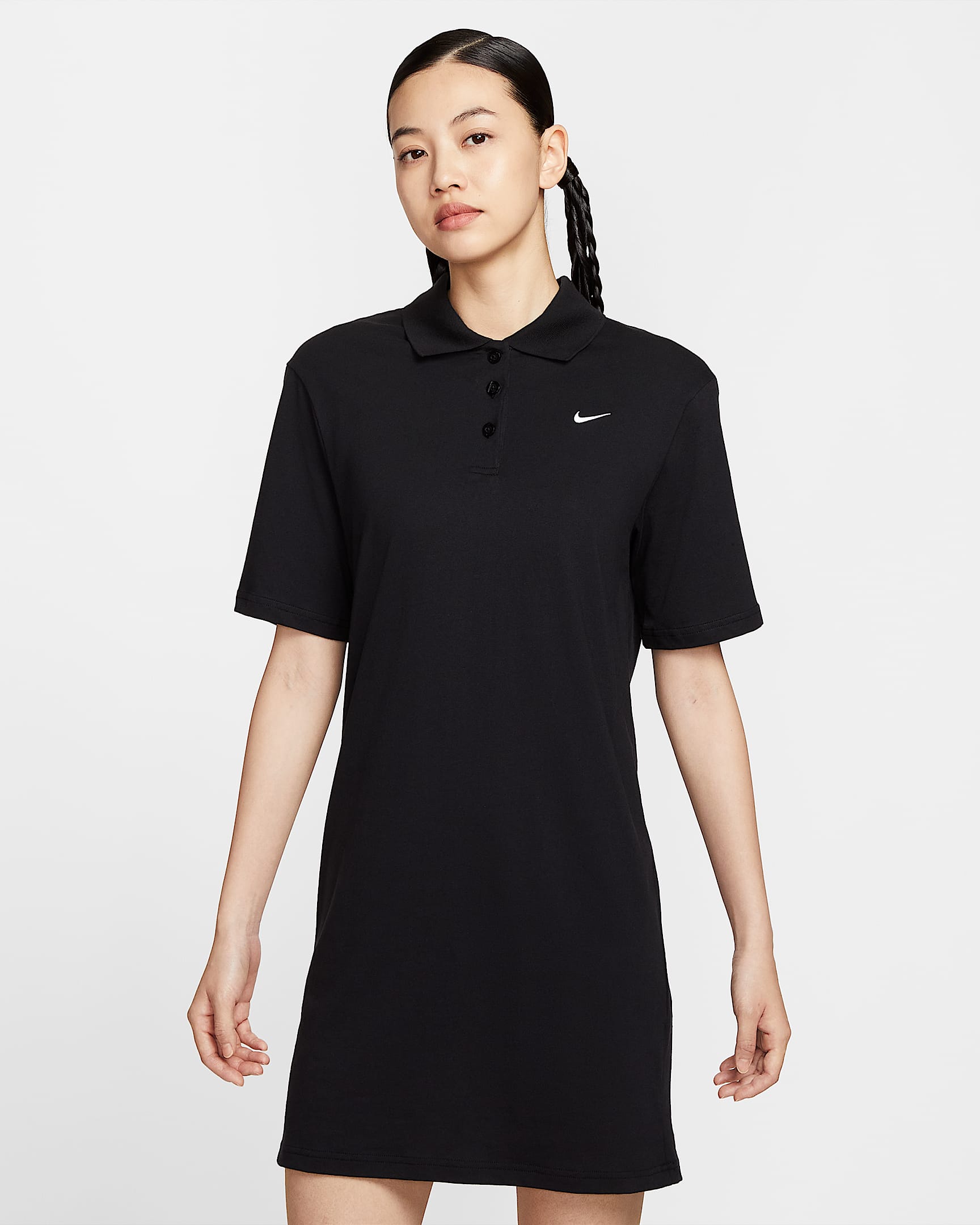 เดรสโปโลแขนสั้นผู้หญิง Nike Sportswear Essential - ดำ/Sail