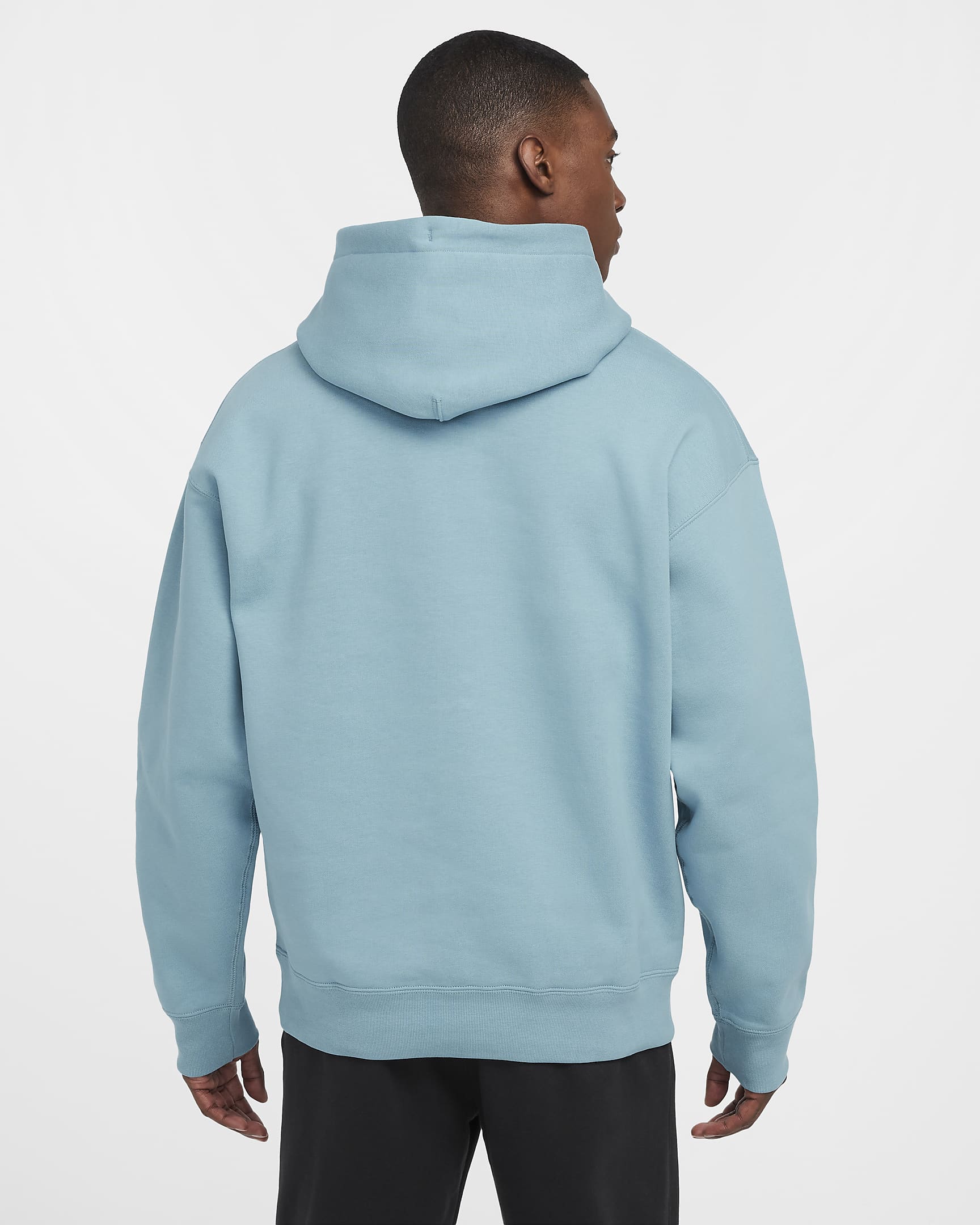 Felpa pullover in fleece con cappuccio Nike Solo Swoosh – Uomo - Denim Turquoise/Bianco