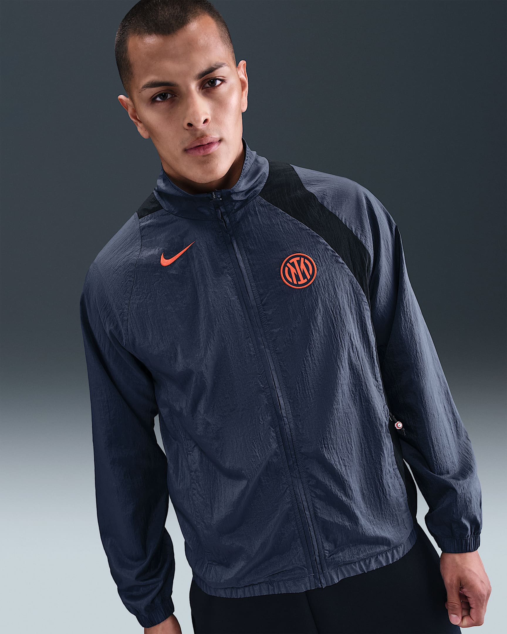 Träningsjacka Inter Milan Nike Football Total 90 för män - Thunder Blue/Svart/Safety Orange