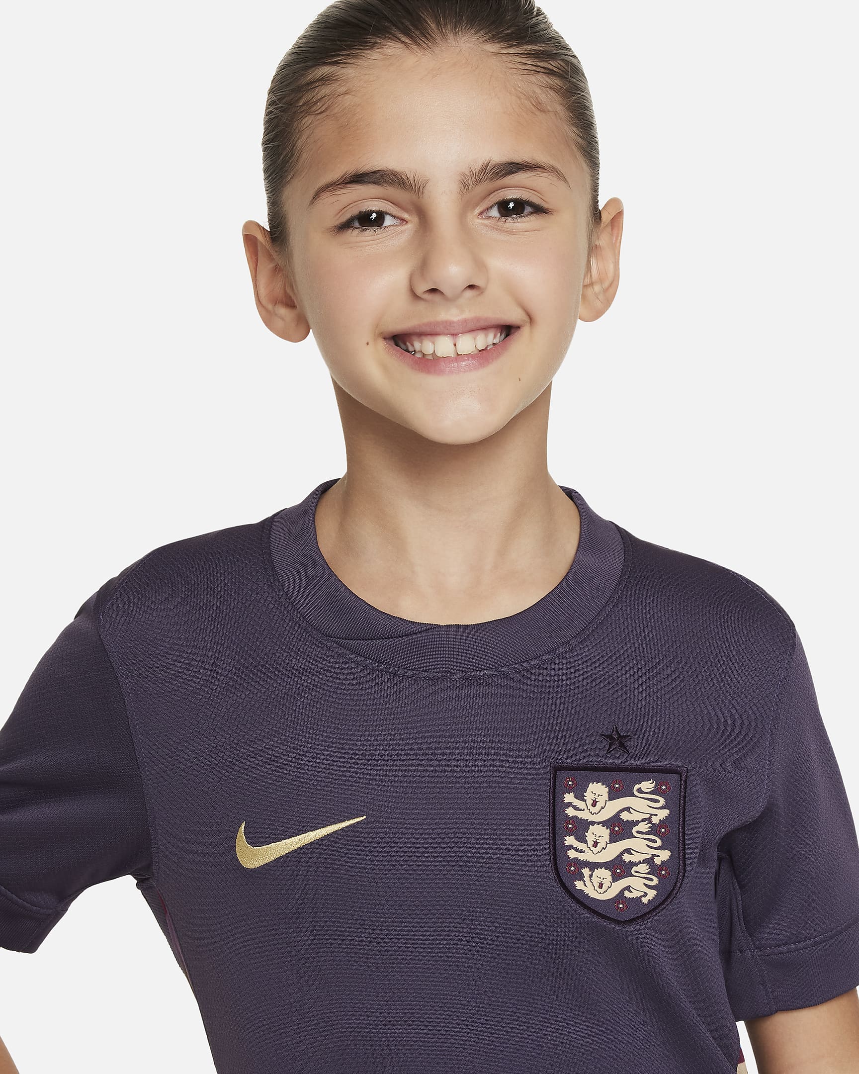 Segunda equipación Stadium Inglaterra 2024/25 (Selección masculina) Camiseta de fútbol tipo réplica Nike Dri-FIT - Niño/a - Dark Raisin/Sesame