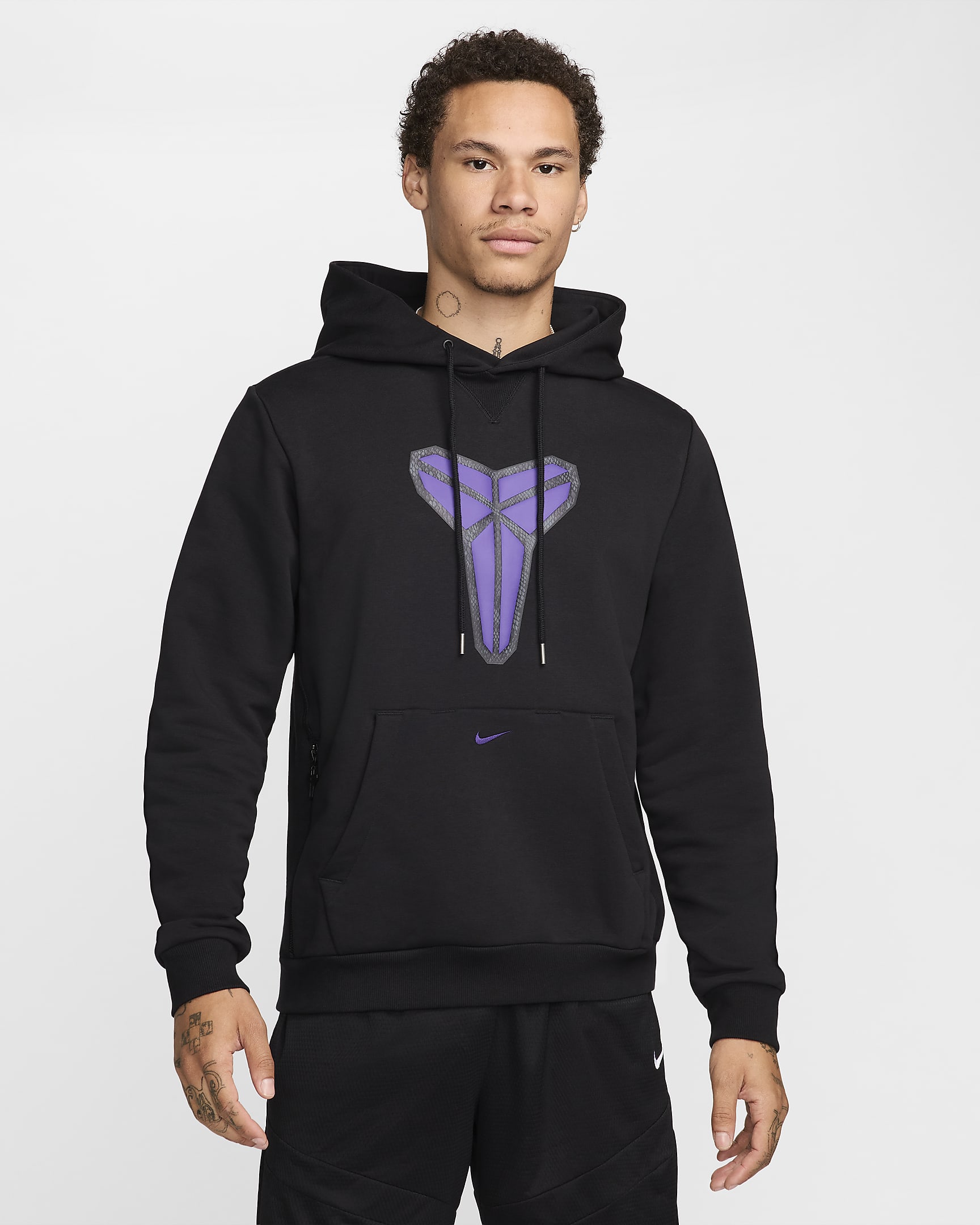 KB Men's Nike Dri-FIT Pullover Basketball Hoodie - Black/Field Purple