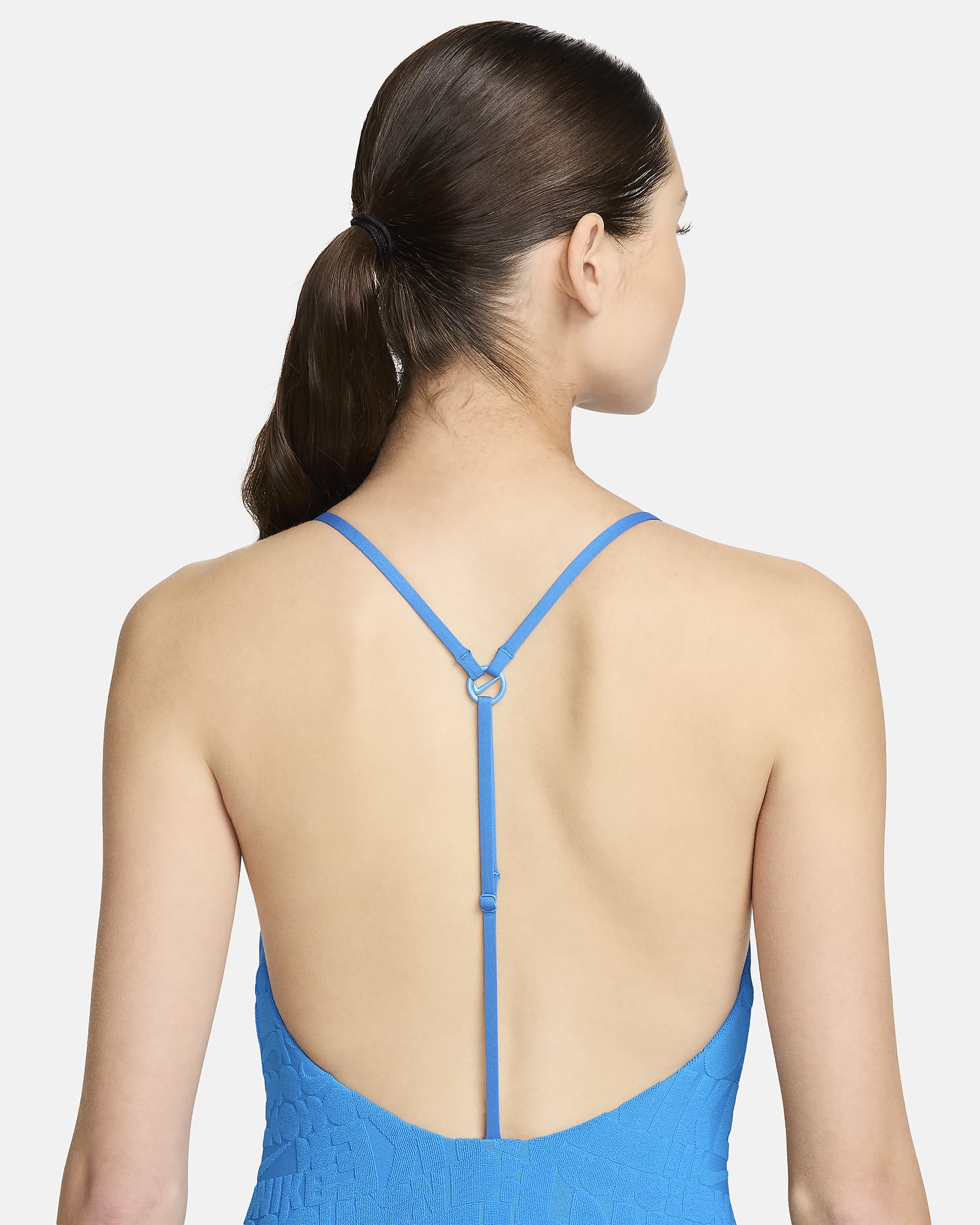 Traje de baño de una pieza con espalda en T para mujer Nike Swim Retro Flow - Azul foto