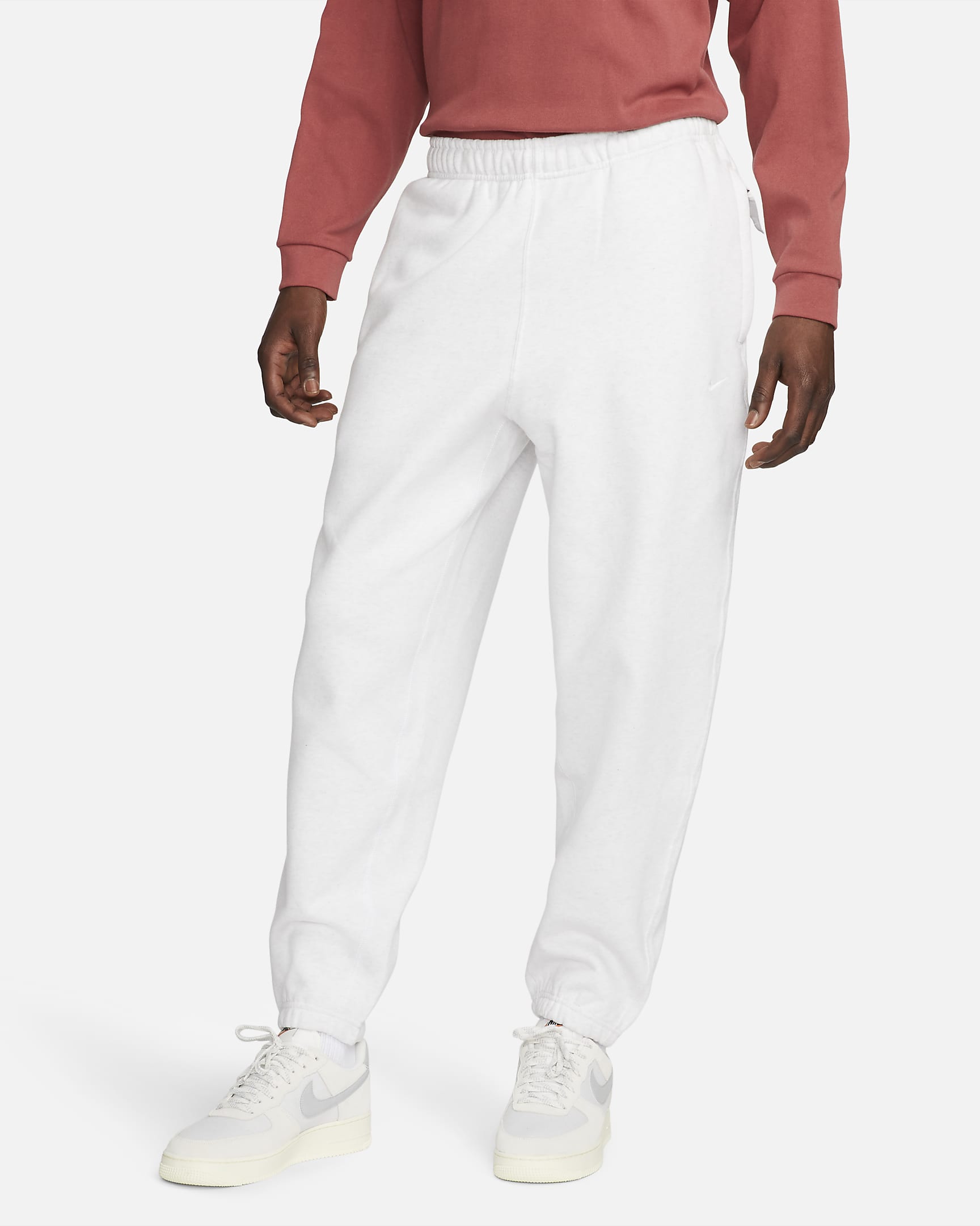 Pants de tejido Fleece para hombre Nike Solo Swoosh - Abedul jaspeado/Blanco