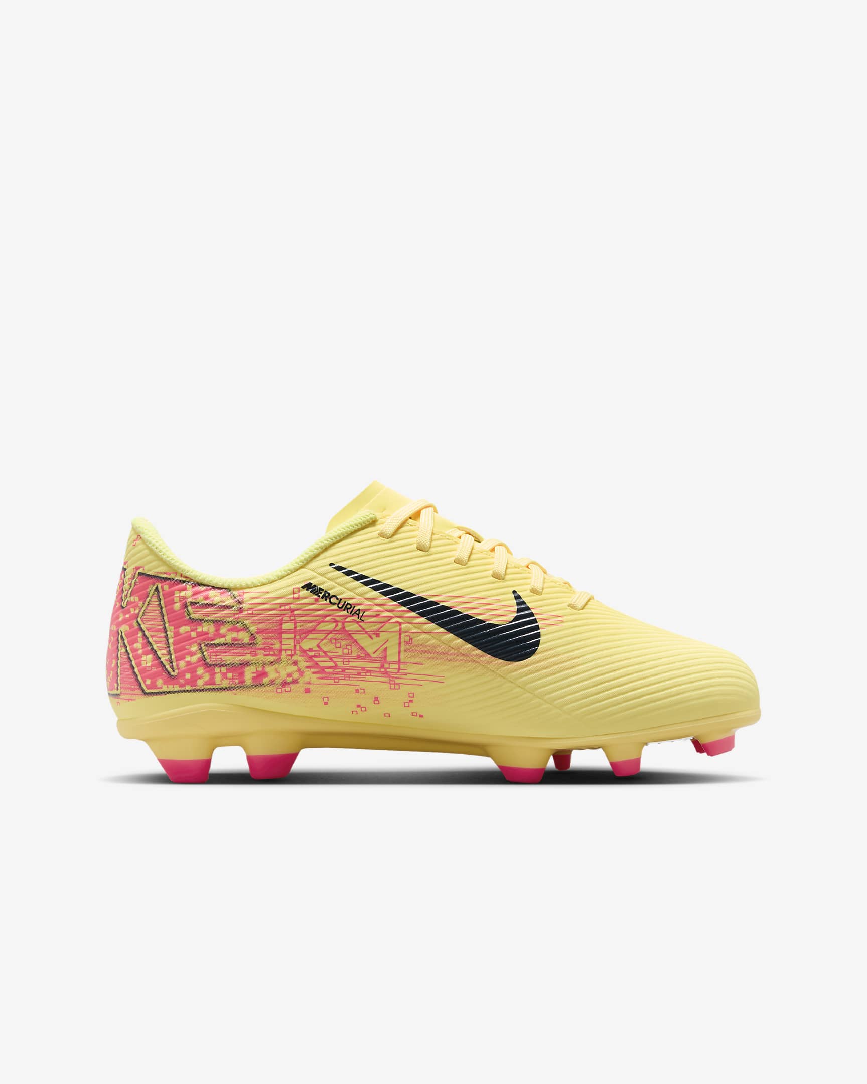 Tacos de fútbol MG low para niños talla grande Nike Jr. Mercurial Vapor 16 Club "Kylian Mbappé" - Naranja láser/Azul marino militar