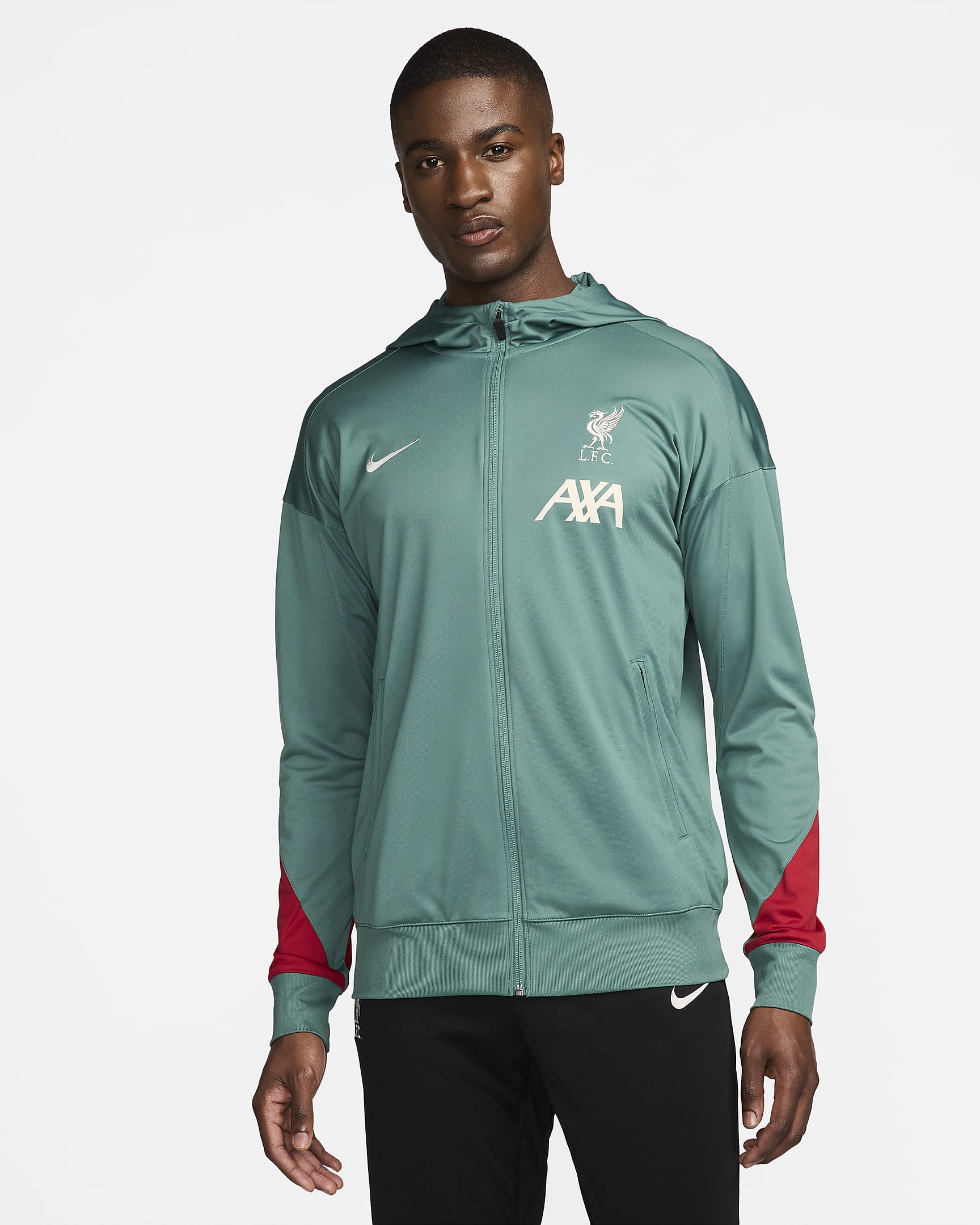 Survêtement de foot en maille à capuche Nike Dri-FIT Liverpool FC Strike pour homme - Bicoastal/Gym Red/Noir/Light Orewood Brown