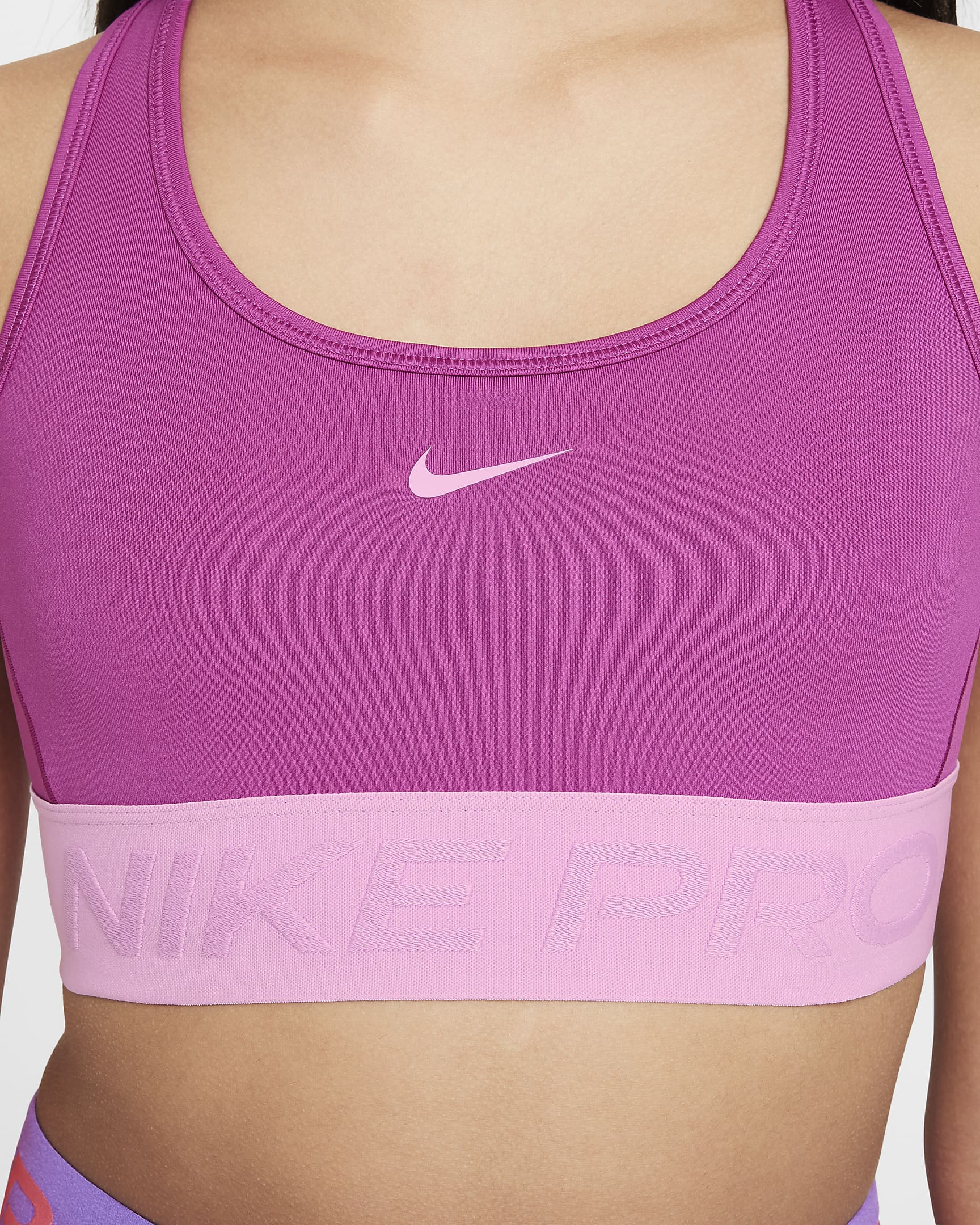 Nike Pro Swoosh Girls' Sports Bra - Hot Fuchsia/Beyond Pink/Beyond Pink