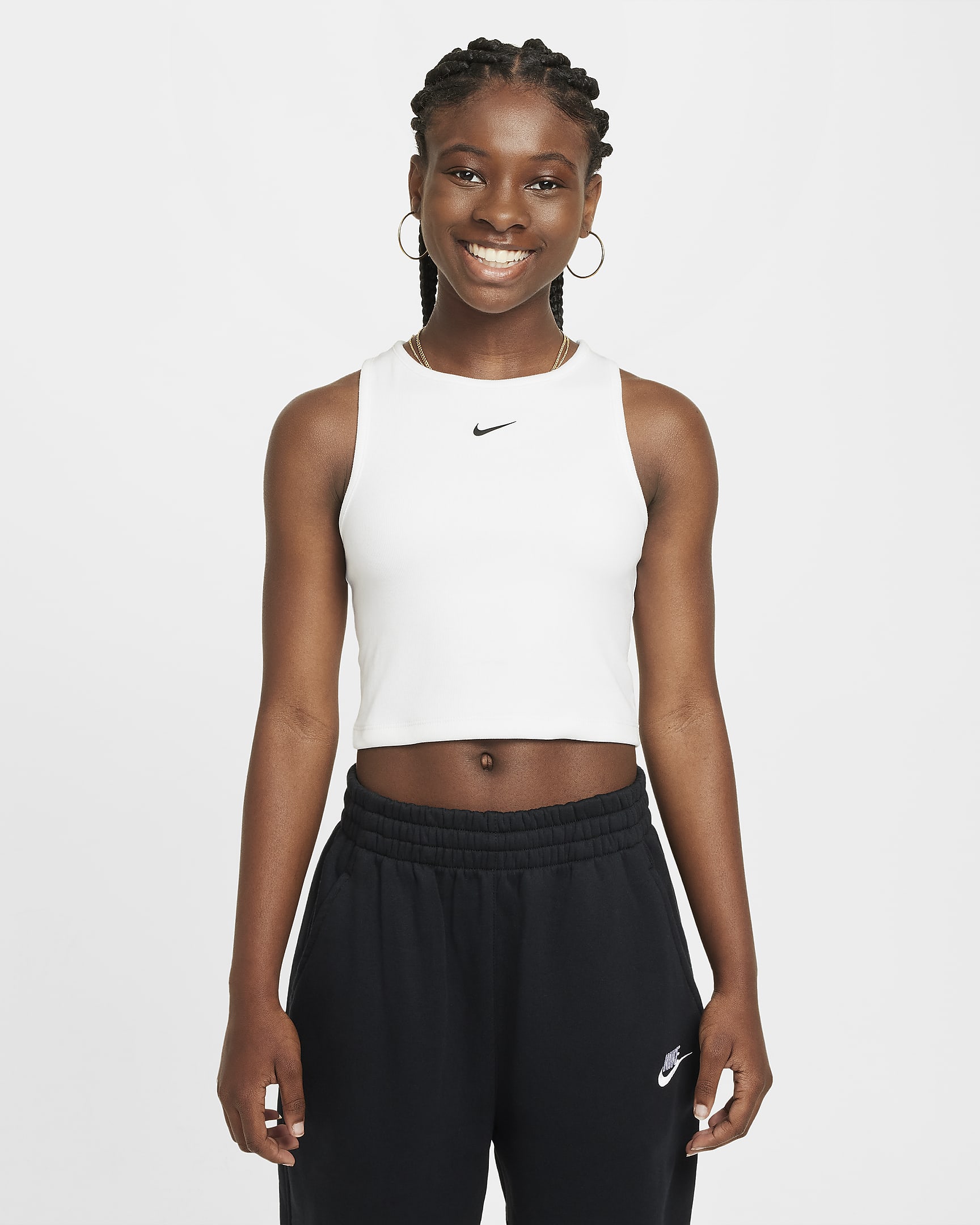 Nike Sportswear Girls' Ribbed Tank Top - White