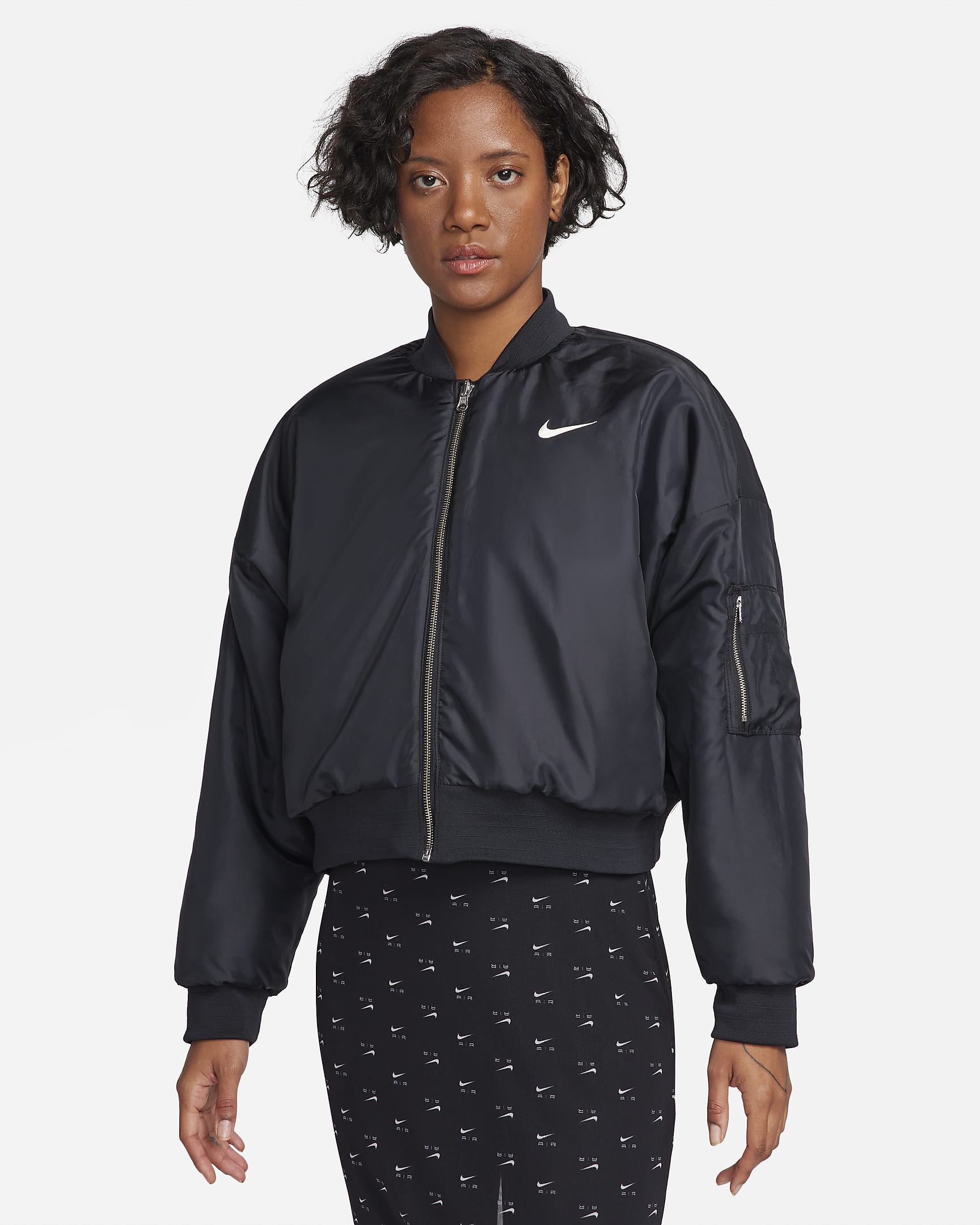 Nike Sportswear Women's Reversible Faux Fur Bomber - Black/Coconut Milk