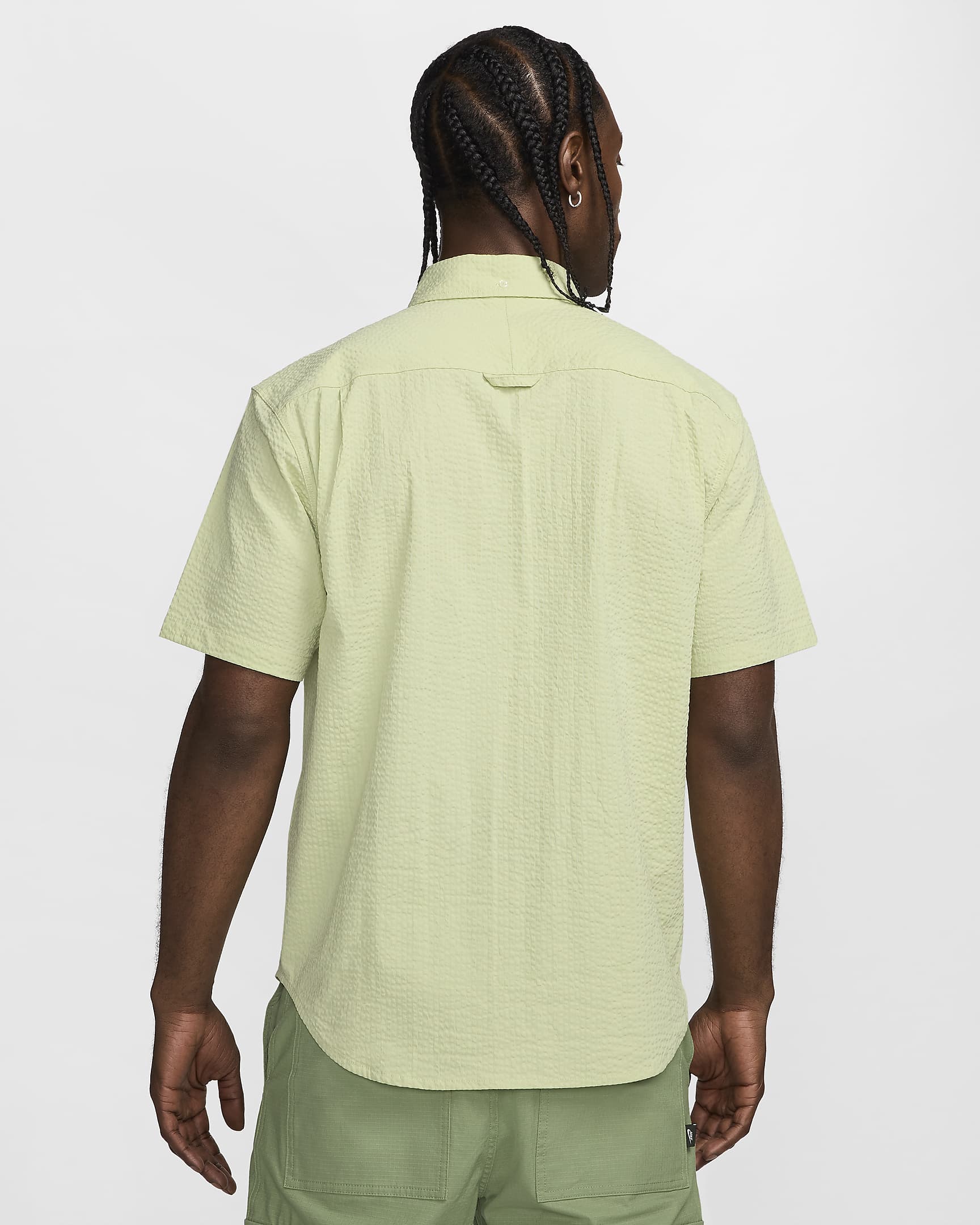 Nike Life Men's Short-Sleeve Seersucker Button-Down Shirt - Olive Aura/Olive Aura