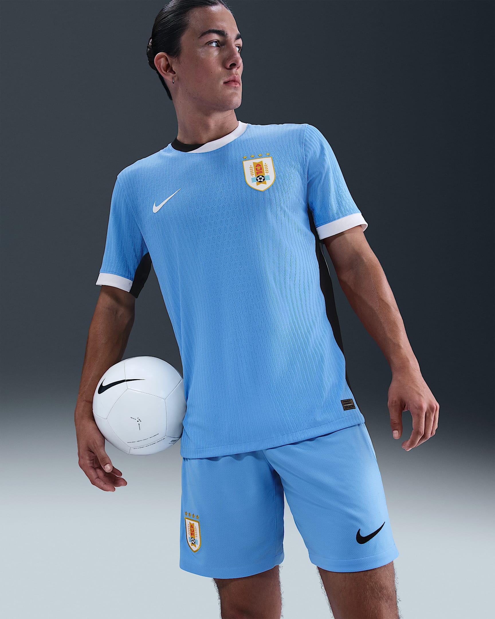 Jersey de fútbol Nike Dri-FIT ADV Authentic de Uruguay local 2024/25 Match (equipo masculino) para mujer - Azul universitario/Negro/Blanco
