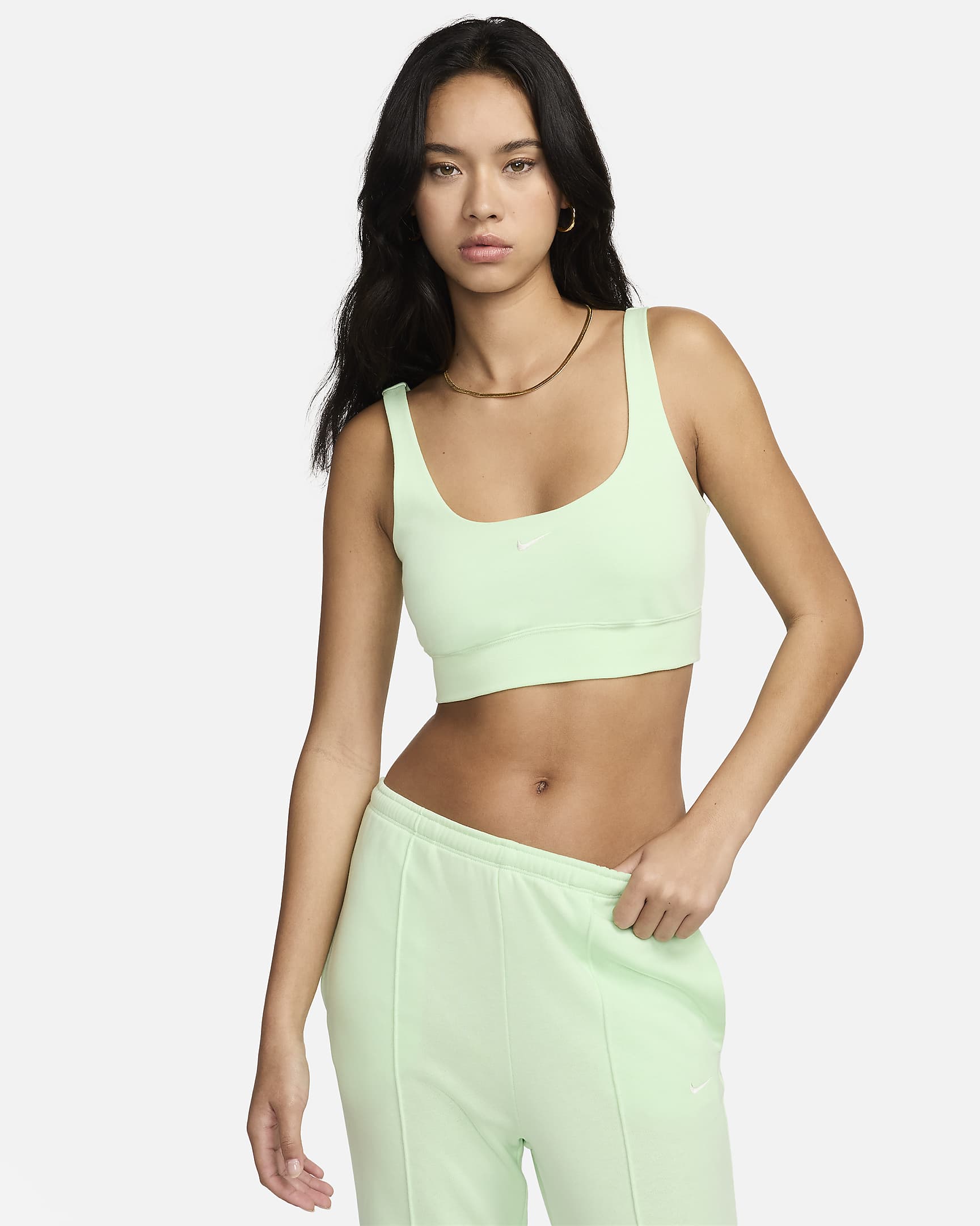 Nike Sportswear Chill Terry Women's Slim French Terry Cropped Tank Top - Vapour Green/Sail