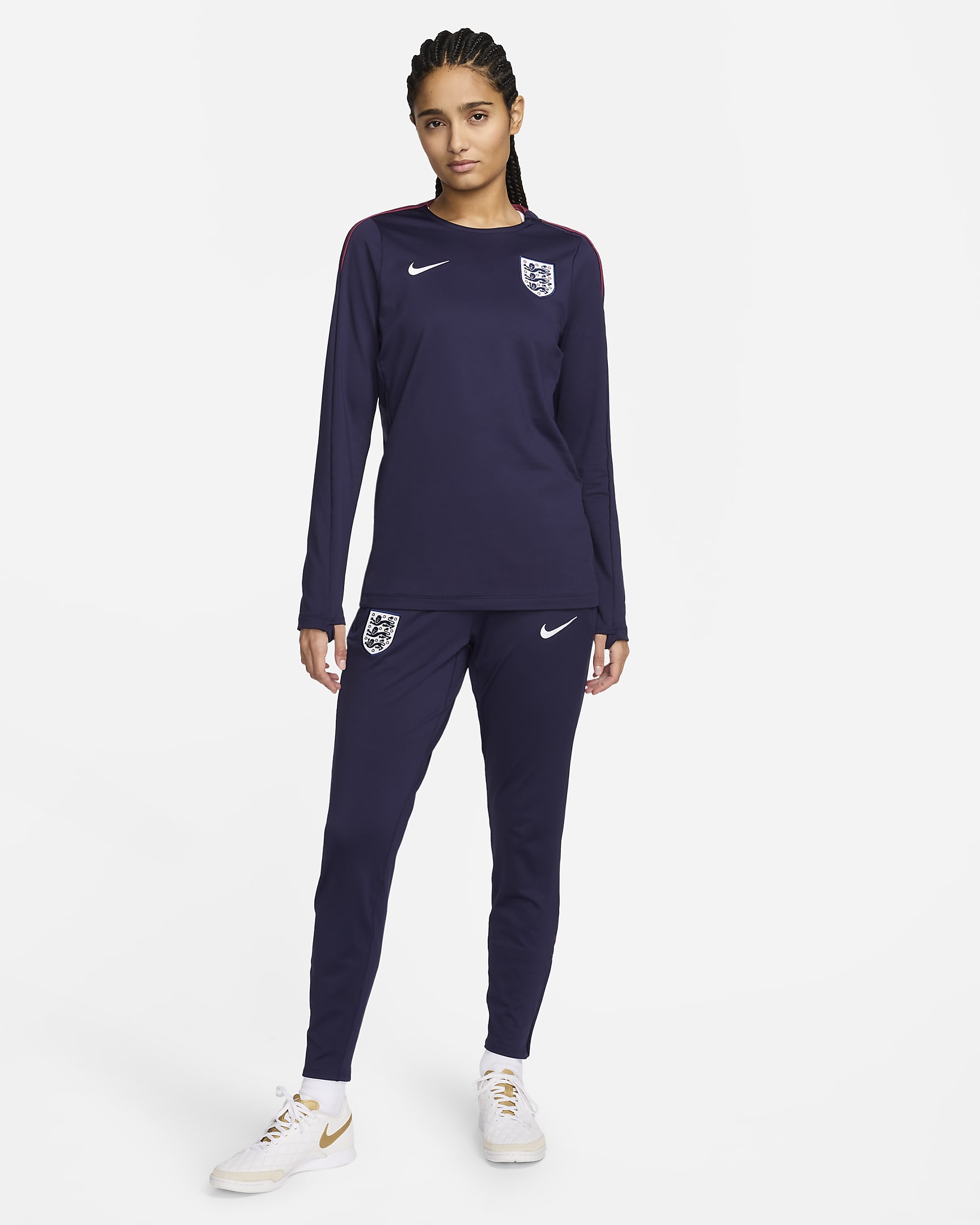 England Strike Women's Nike Dri-FIT Football Crew-Neck Top - Purple Ink/Purple Ink/Rosewood/White