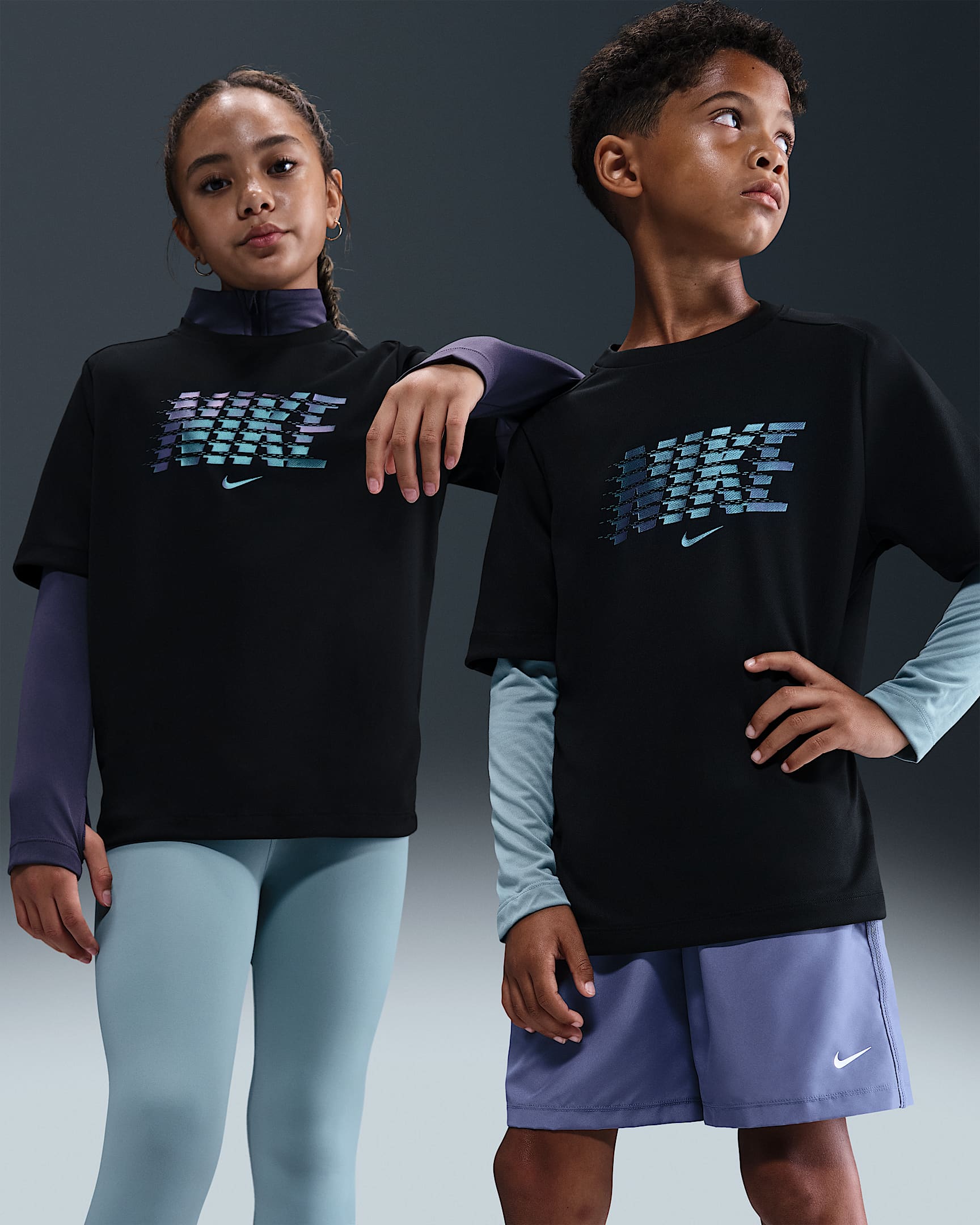 Nike Multi Big Kids' Dri-FIT Short-Sleeve Top - Black/Black