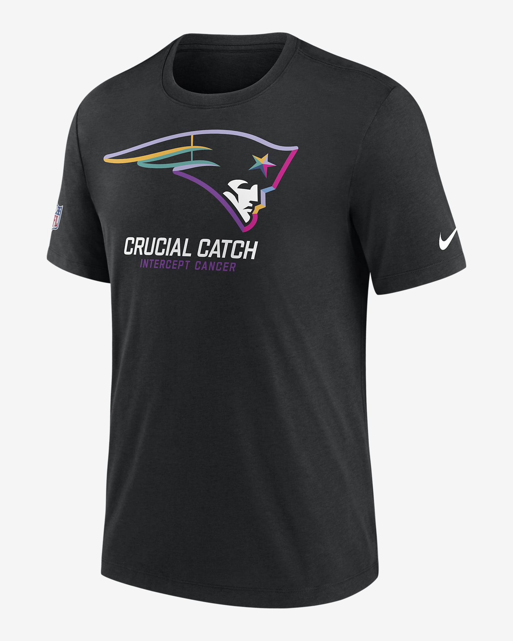 New England Patriots Crucial Catch Men's Nike NFL T-Shirt - Black