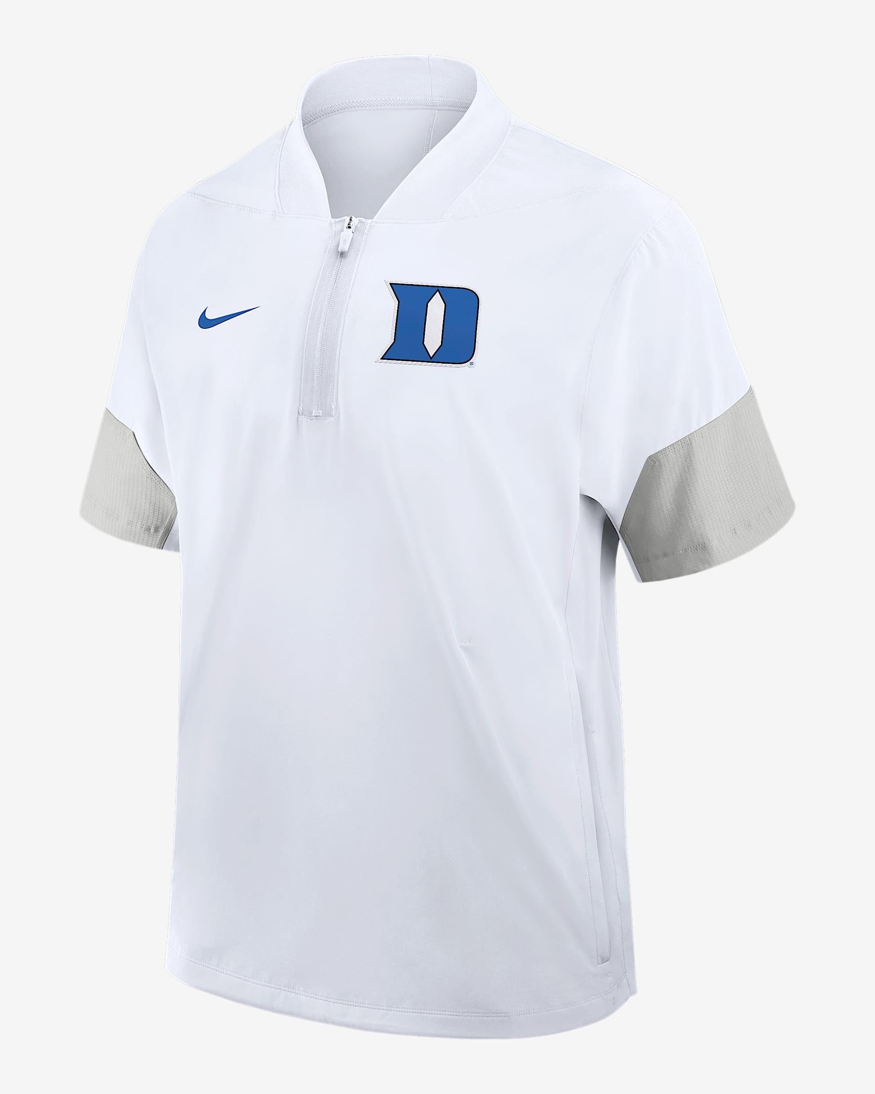 Duke Sideline Coach Men's Nike College 1/2-Zip Short-Sleeve Hooded Jacket - White