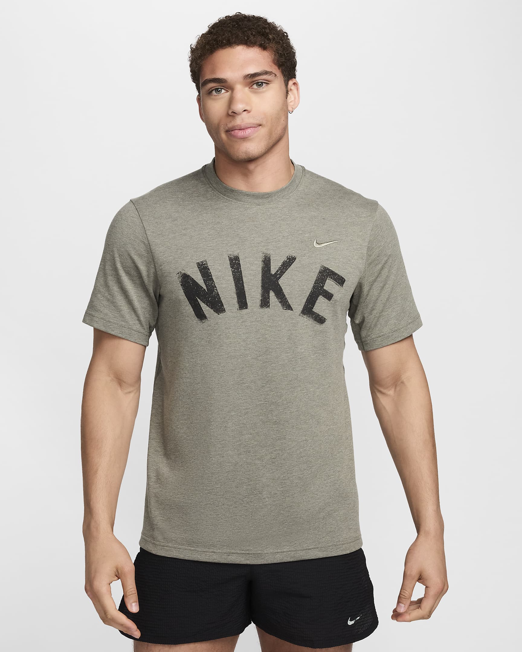 Nike Primary Swoosh Men's Dri-FIT Short-Sleeve Versatile Top - Dark Stucco/Cargo Khaki/Heather/Dark Stucco