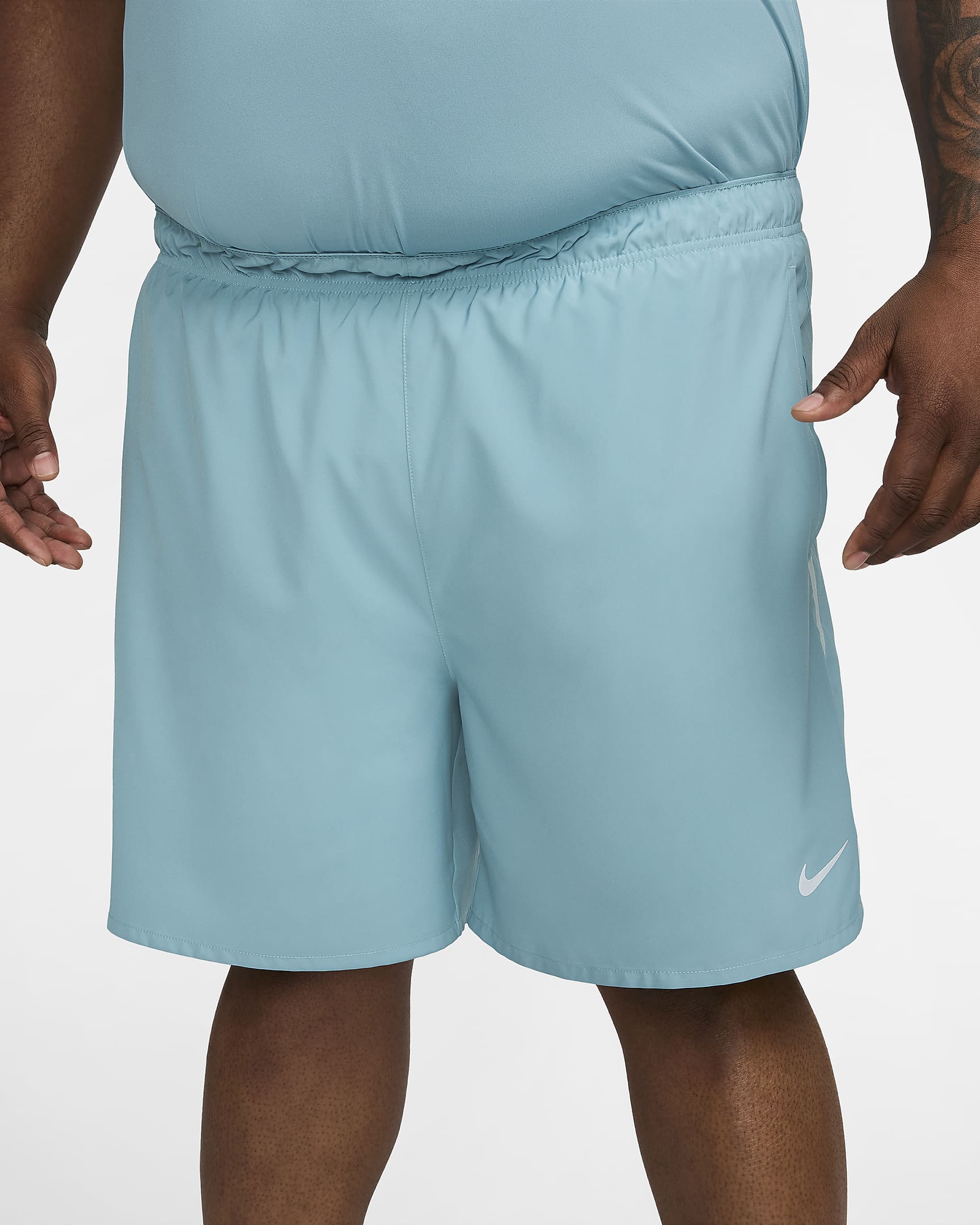 Nike Challenger Dri-FIT 2-in-1-Laufshorts für Herren (ca. 18 cm) - Denim Turquoise/Glacier Blue/Schwarz