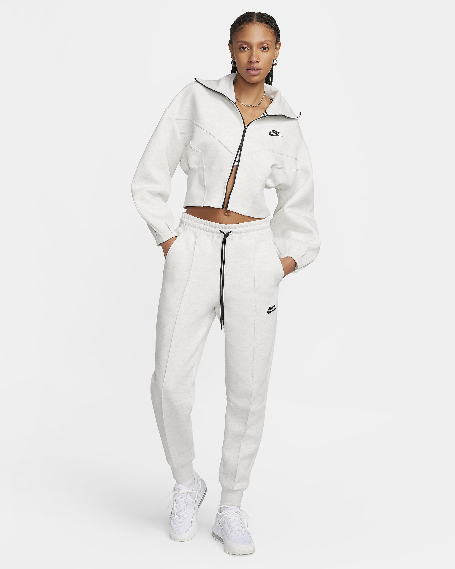 Nike Sportswear Tech Fleece Women's Loose Full-Zip Track Jacket - Light Grey/Heather/Black