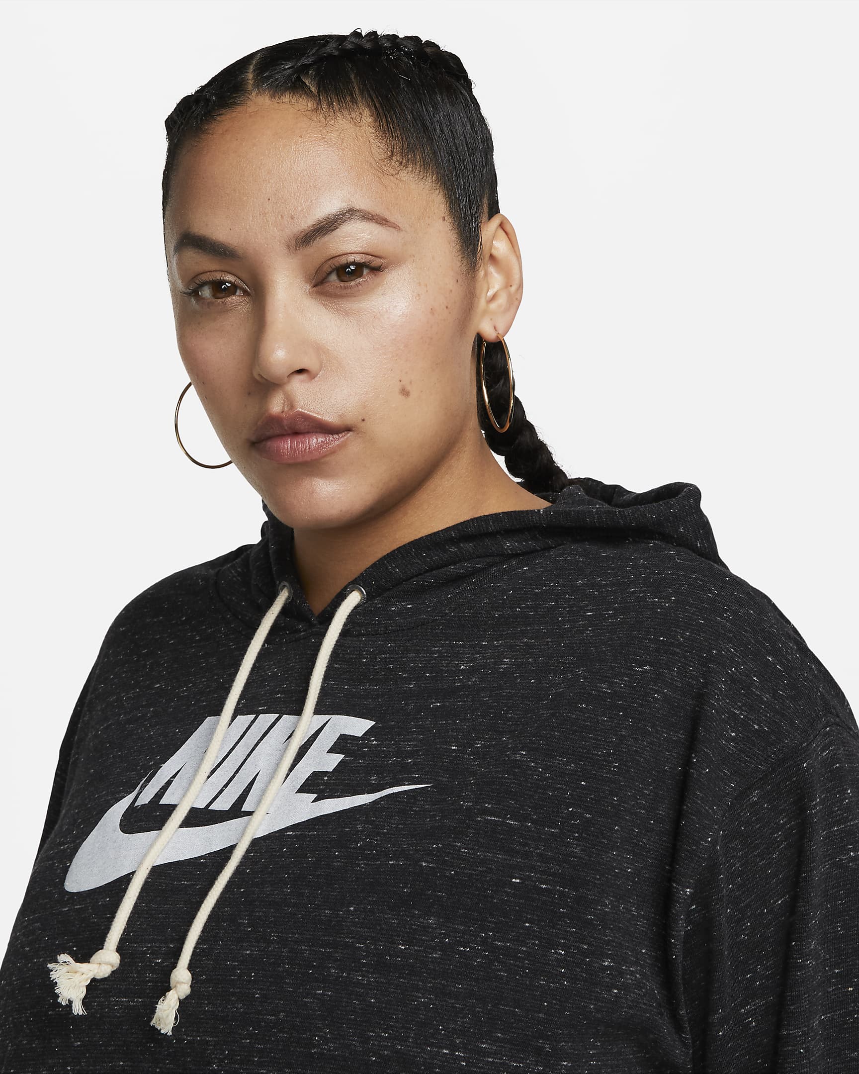 Nike Sportswear Gym Vintage Women's Pullover Hoodie (Plus Size) - Black/White