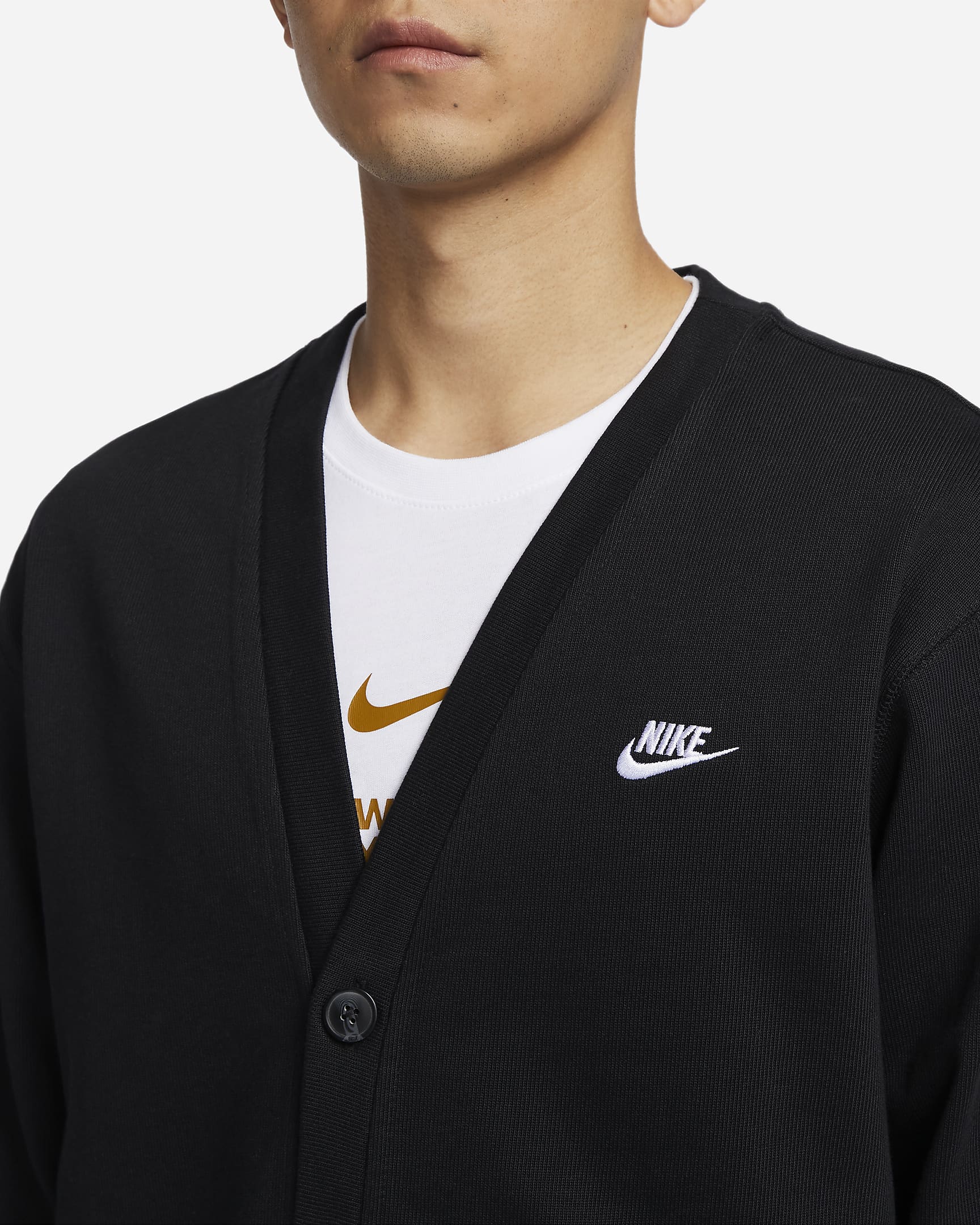 Nike Club Men's Knit Fairway Cardigan - Black/White